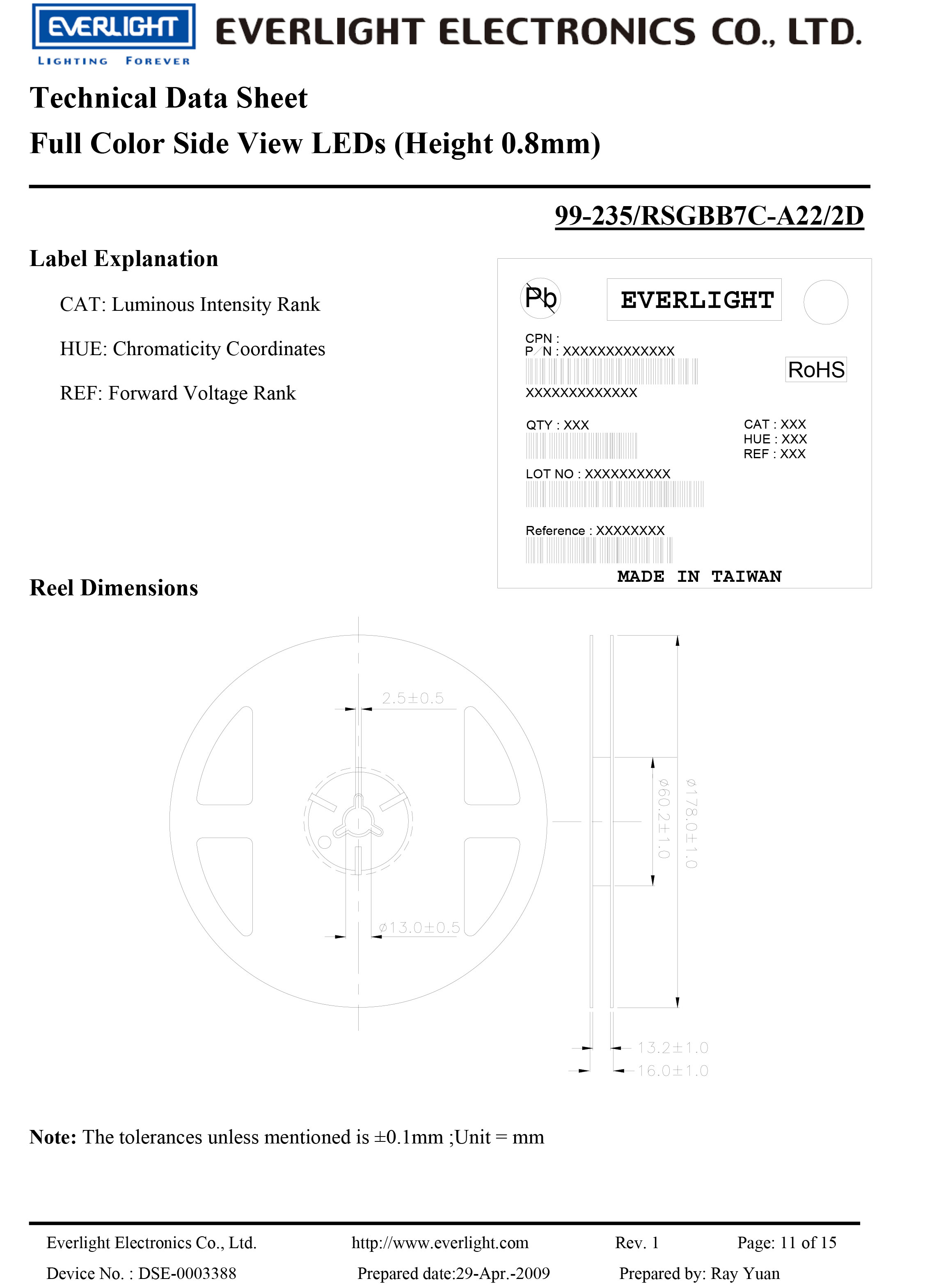 EVERLIGHT LED RGB Full color LED 99-235-RSGBB7C-A22-2D