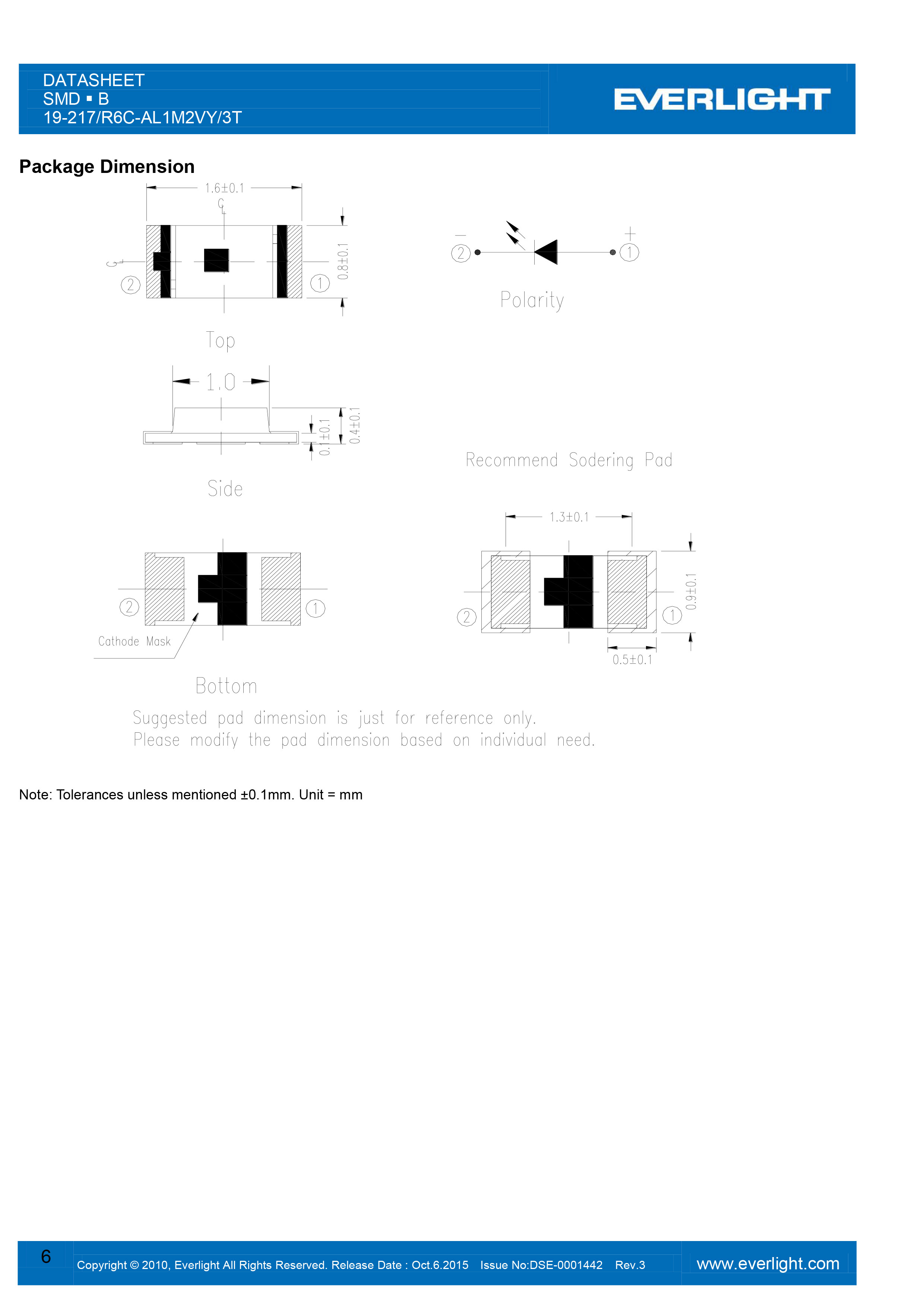 19-217-R6C-AL1M2VY-3T RED light Datasheet 