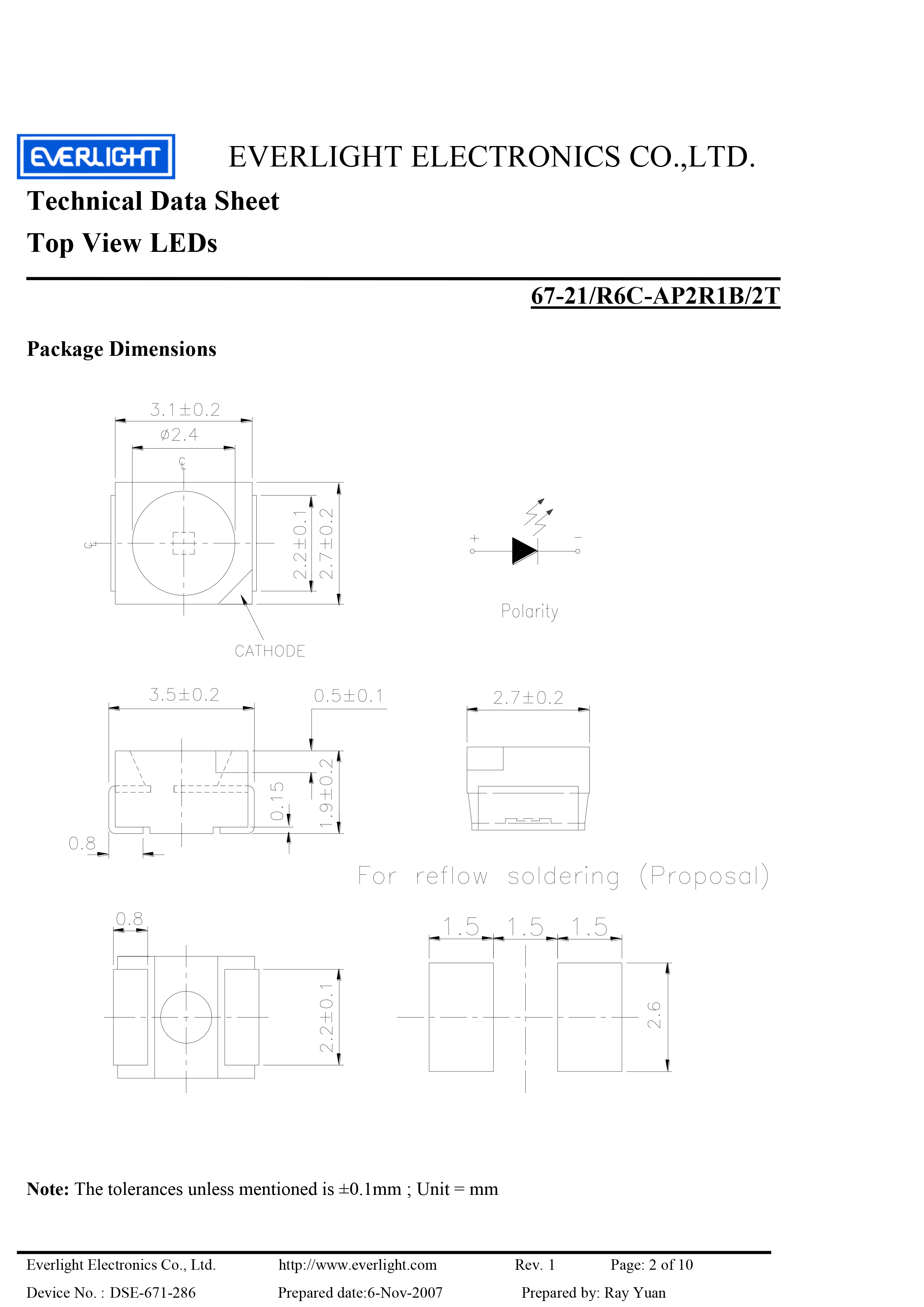 everlight led 3528 smd 67-21-R6C-FN2Q1BZ-2T Datasheet 