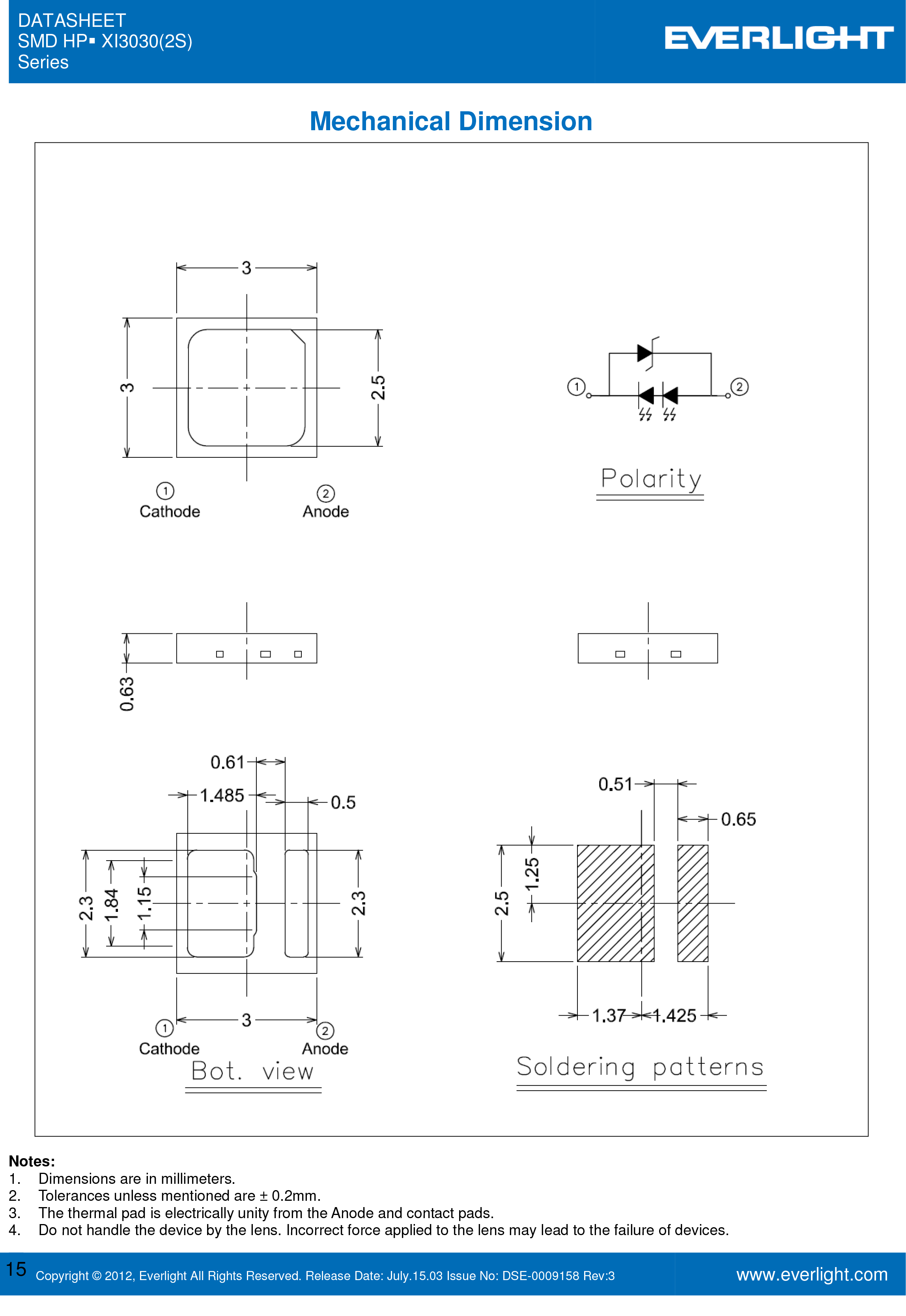 EVERLIGHT SMD 3030 LED  XI3030/KK3C-H2727R8S4S2Z15/2T Datasheet