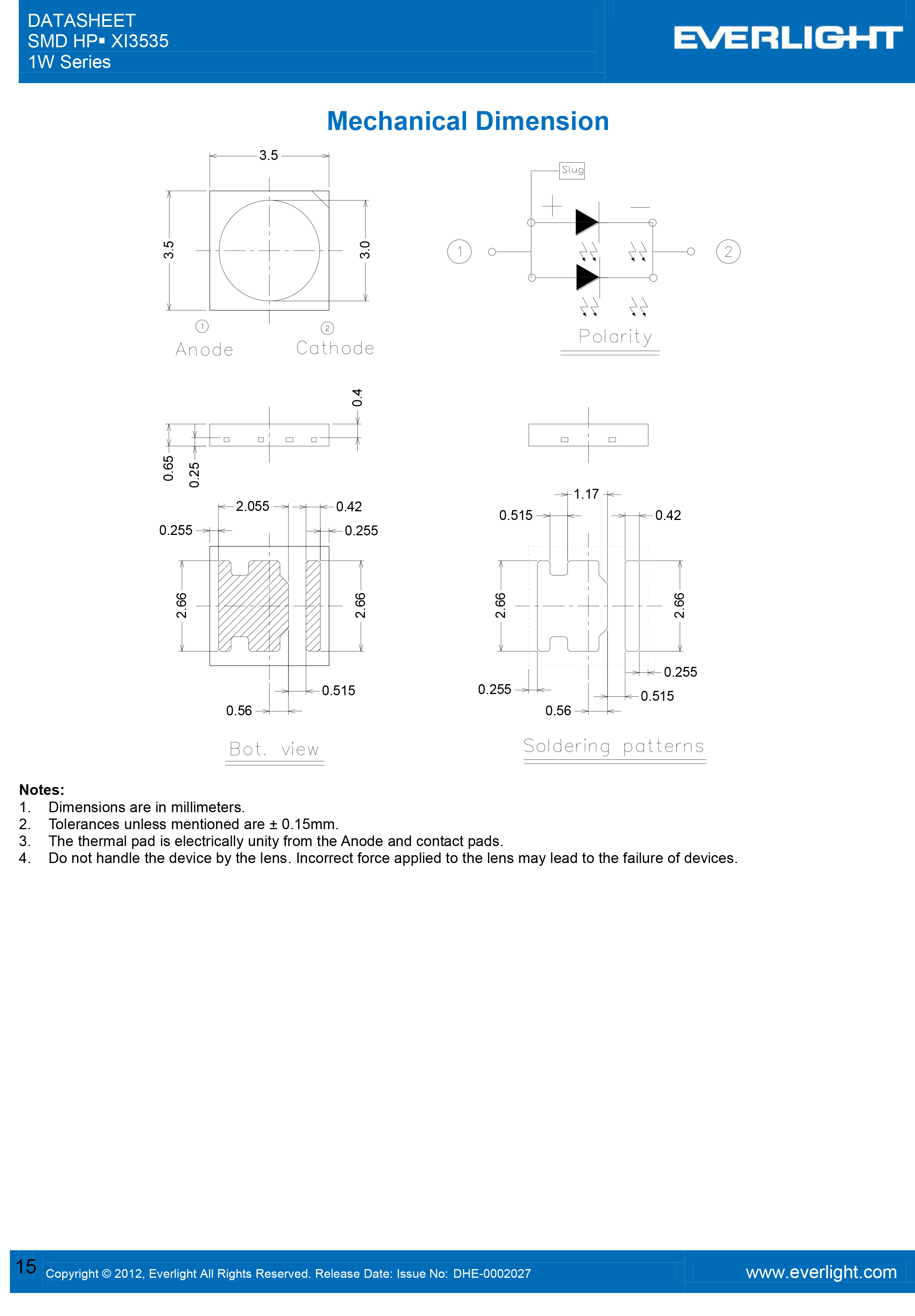 EVERLIGHT SMD 3535 LED XI3535-KM277F9-03201-000P Datasheet