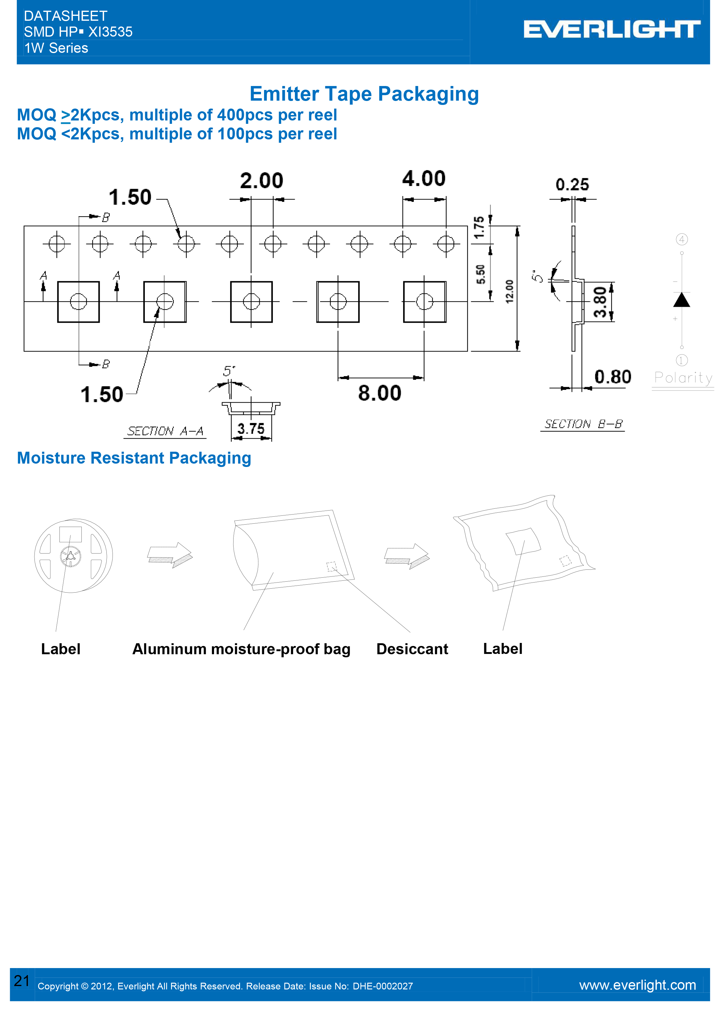 EVERLIGHT SMD 3535 LED XI3535-KM277F9-03201-000P Datasheet