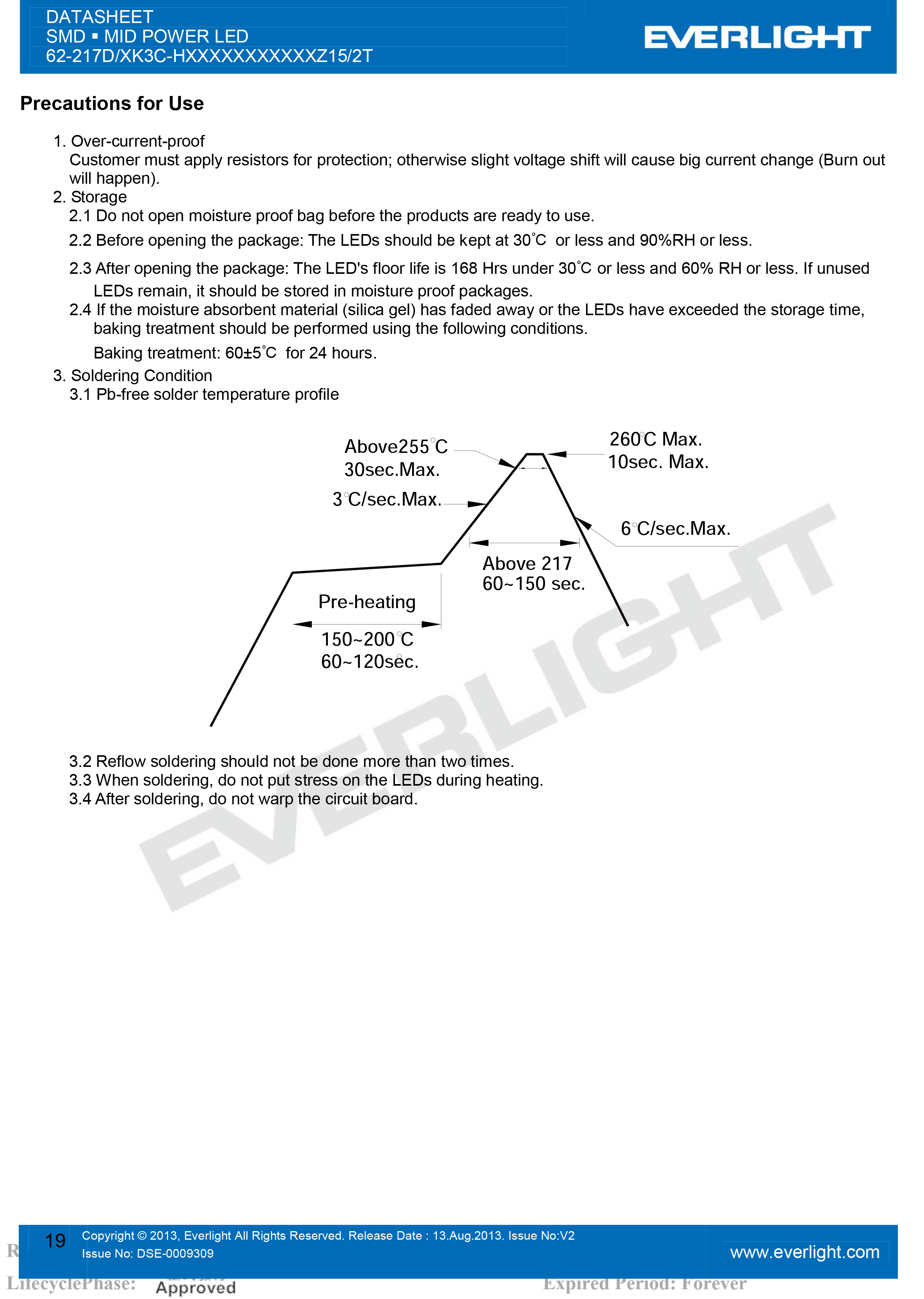 EVERLIGHT SMD LED5630  62-217D/KK3C-H2727QAR3B42Z15/2T Datasheet