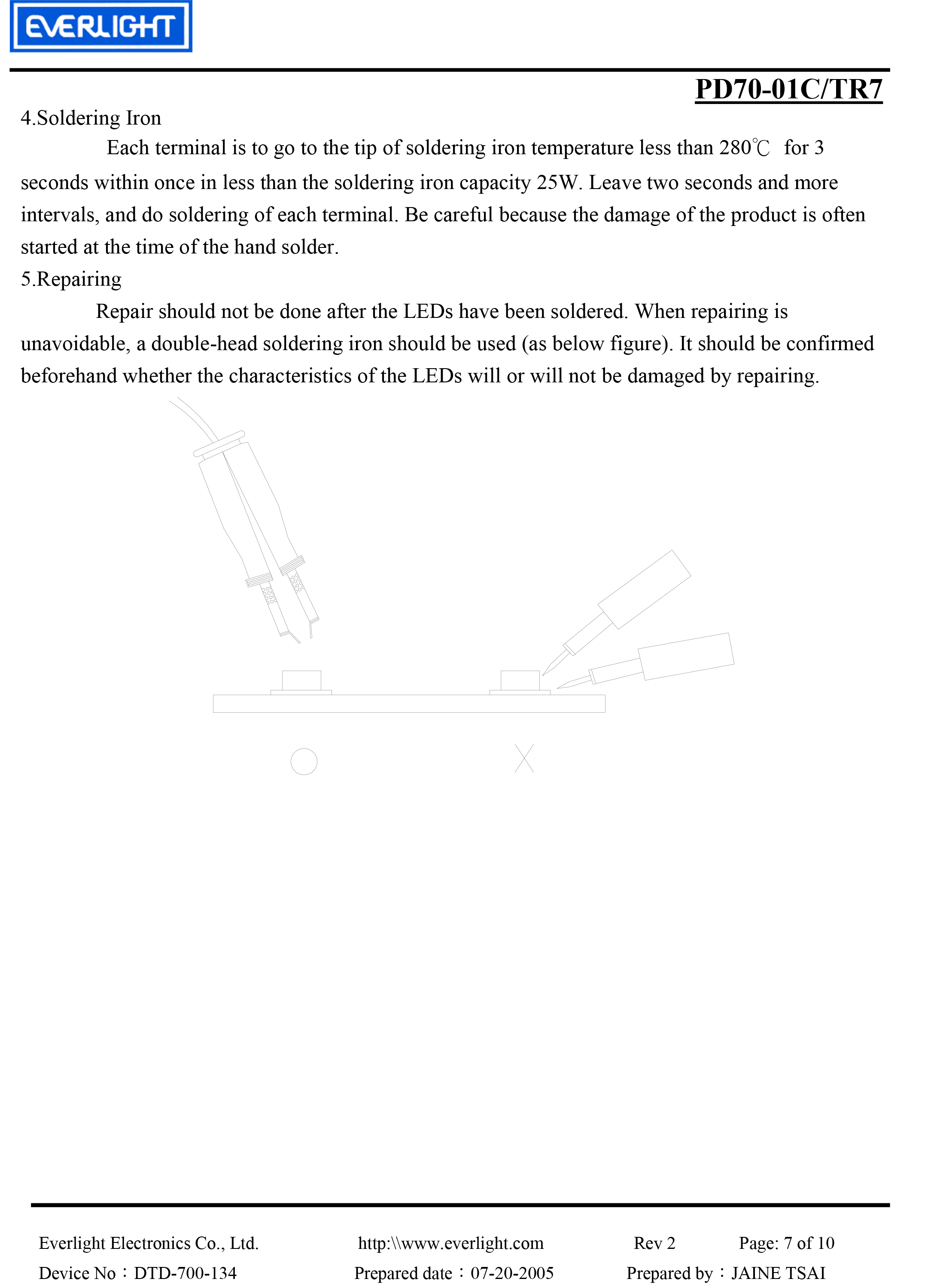 EVERLIGHT SMD PHOTO DIODE  PD70-01C-TR7 Datasheet