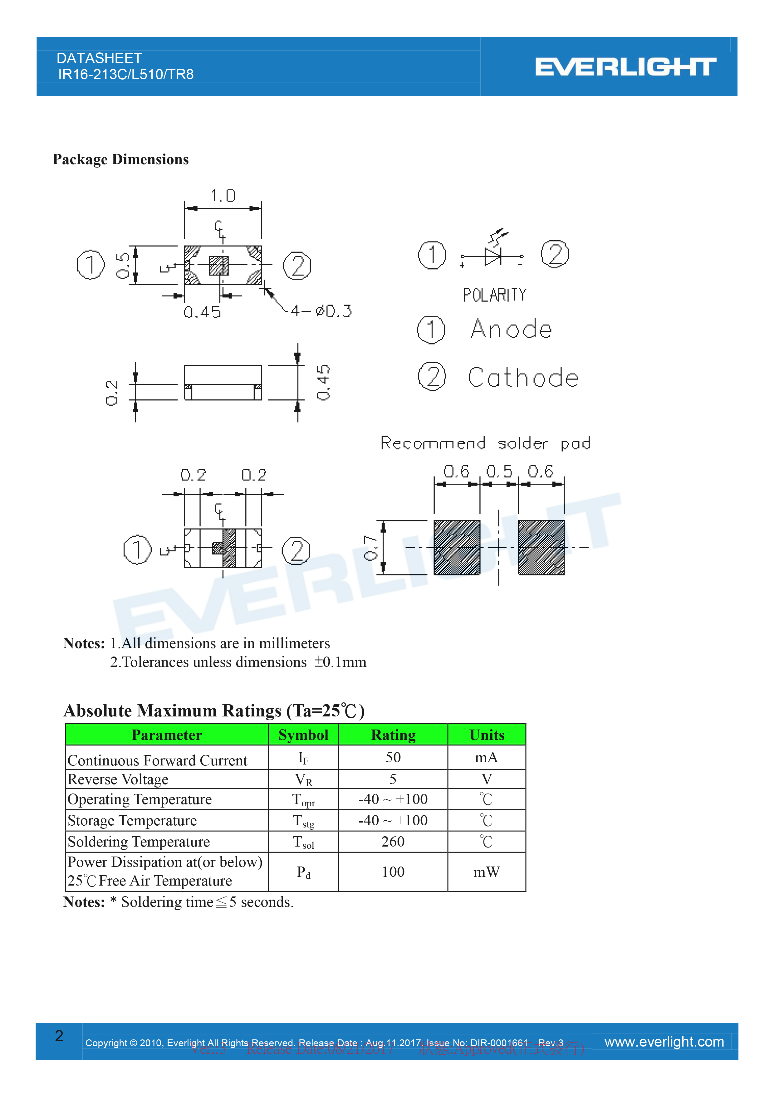 everlight smd 0402 IR Emitters IR16-213C-L510-TR8 Datasheet