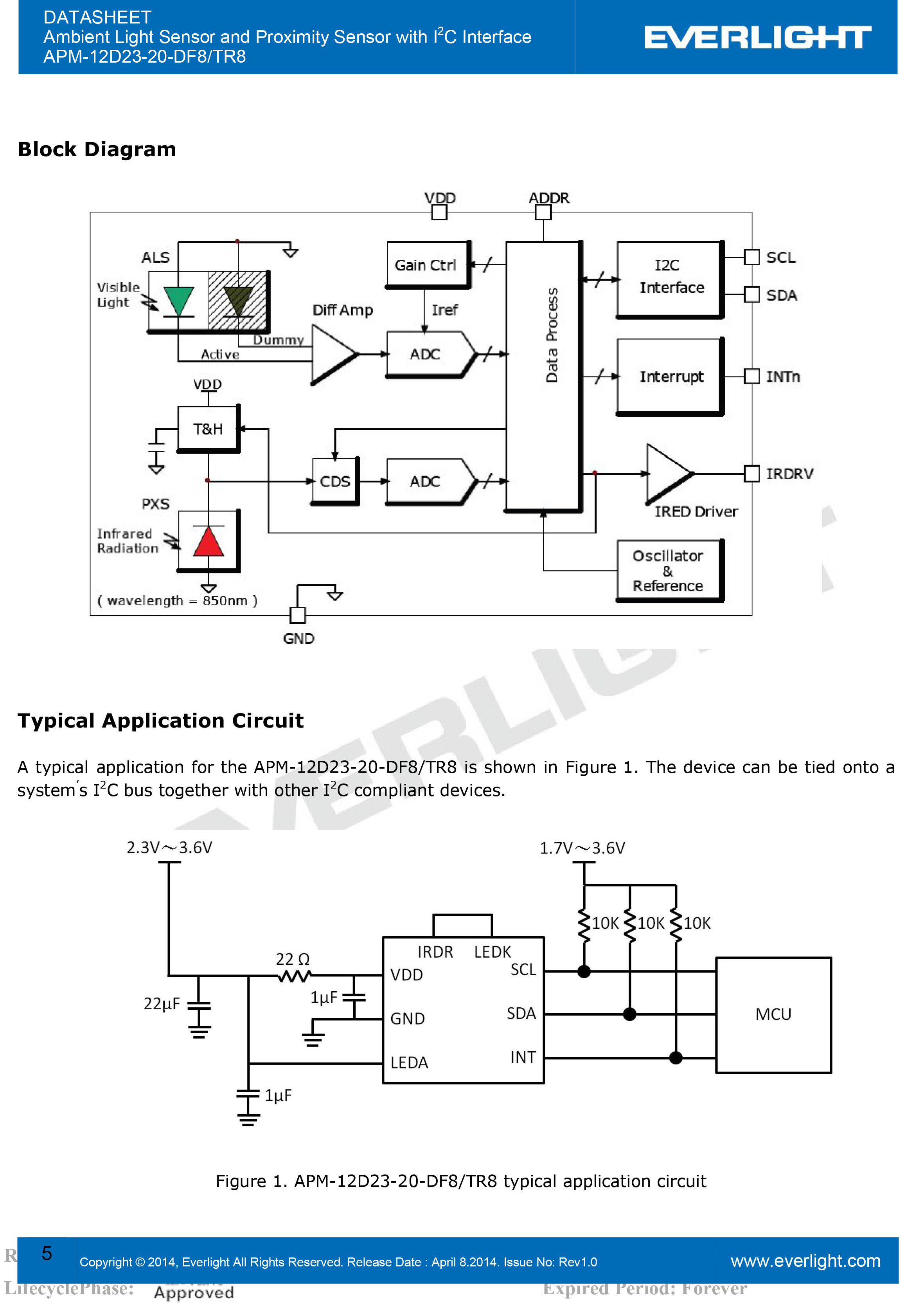 EVERLIGHT Ambient Light Sensor and Proximity Sensor APM-12D23-20-DF8/TR8 Datasheet