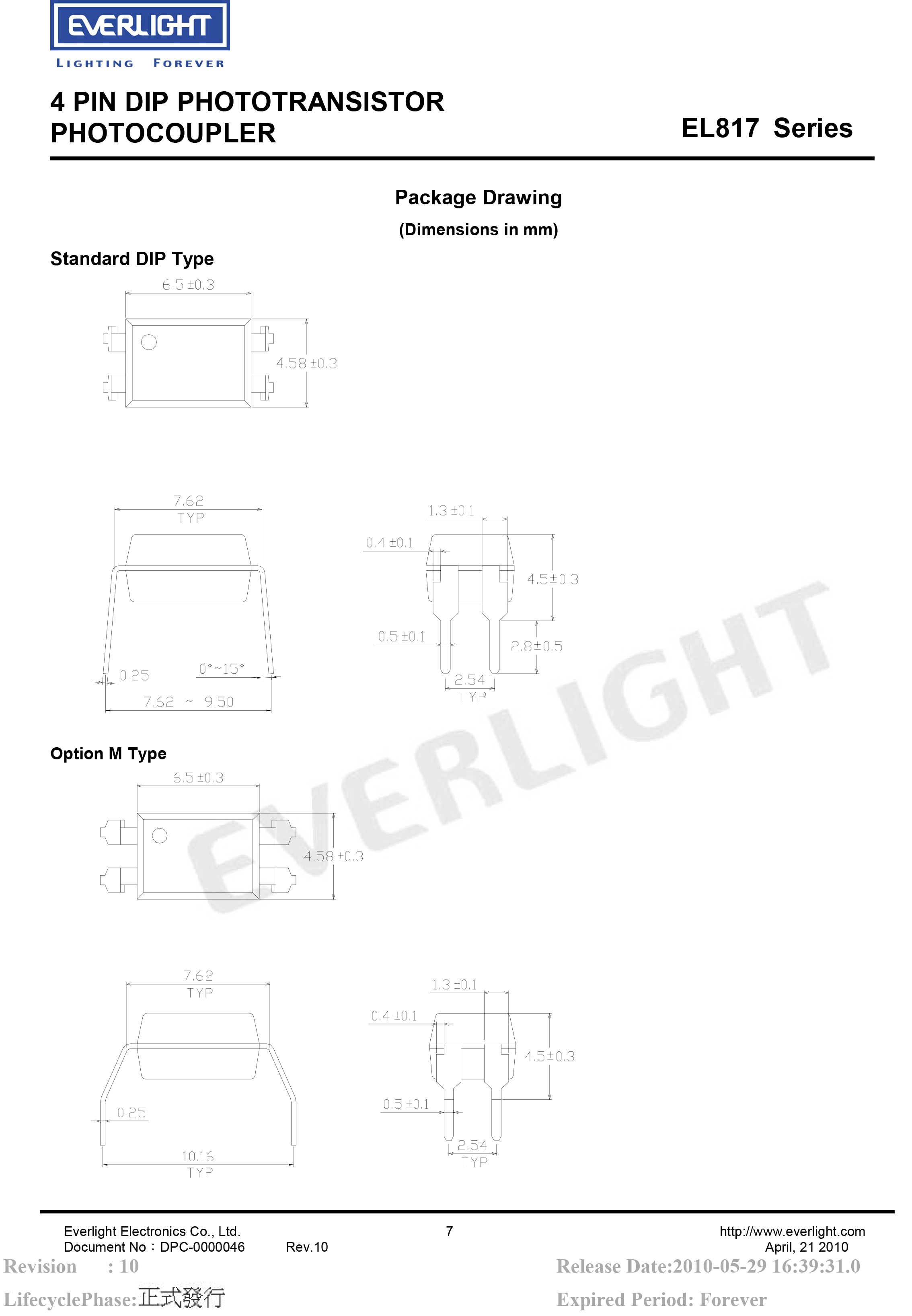 Everlight SOP-4 Photo coupler EL817S1(A)(TU)-F Datasheet