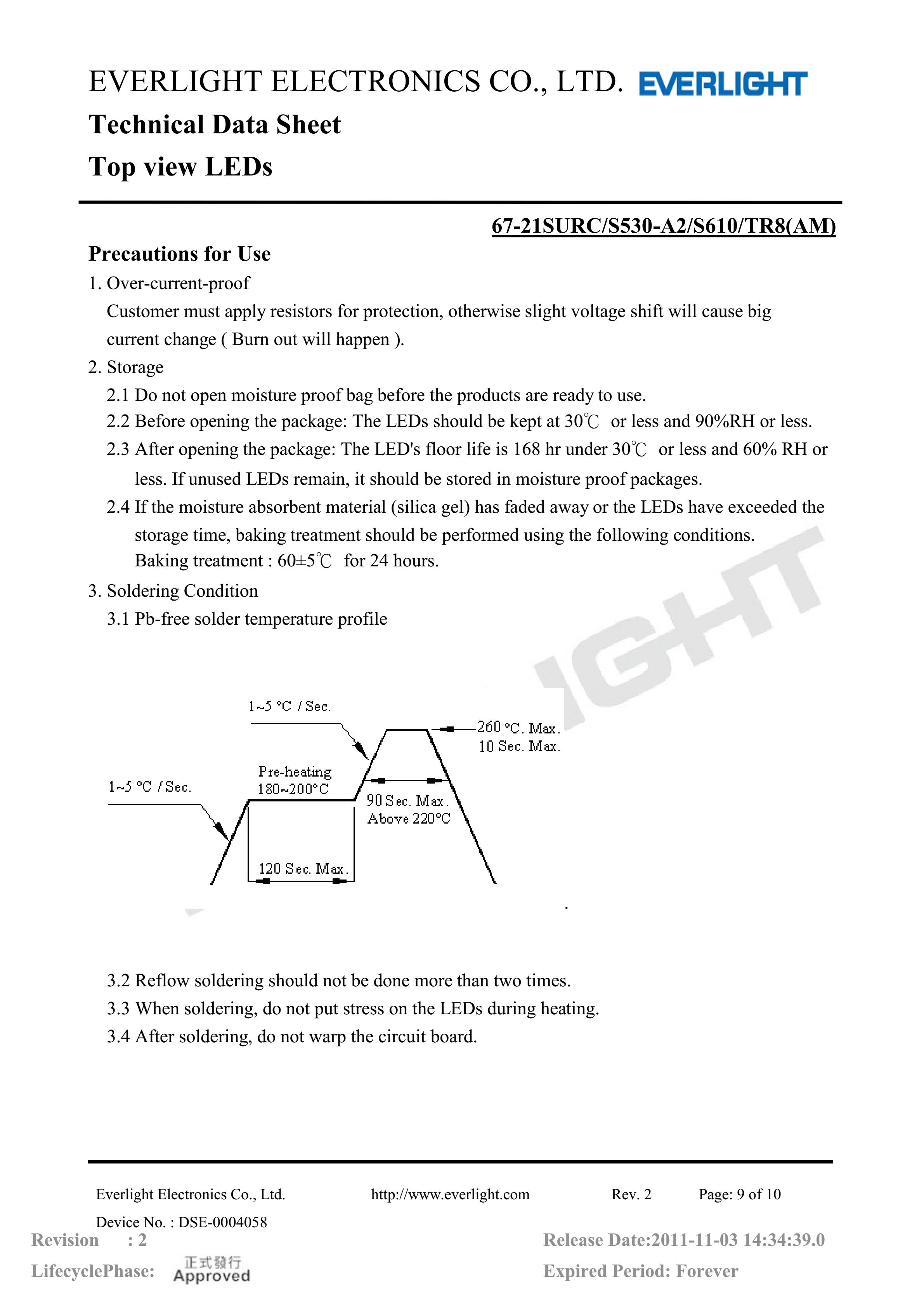 everlight 3528 Car lamp beads 67-21SURC/S530-A2/S610/TR8(AM) Datasheet