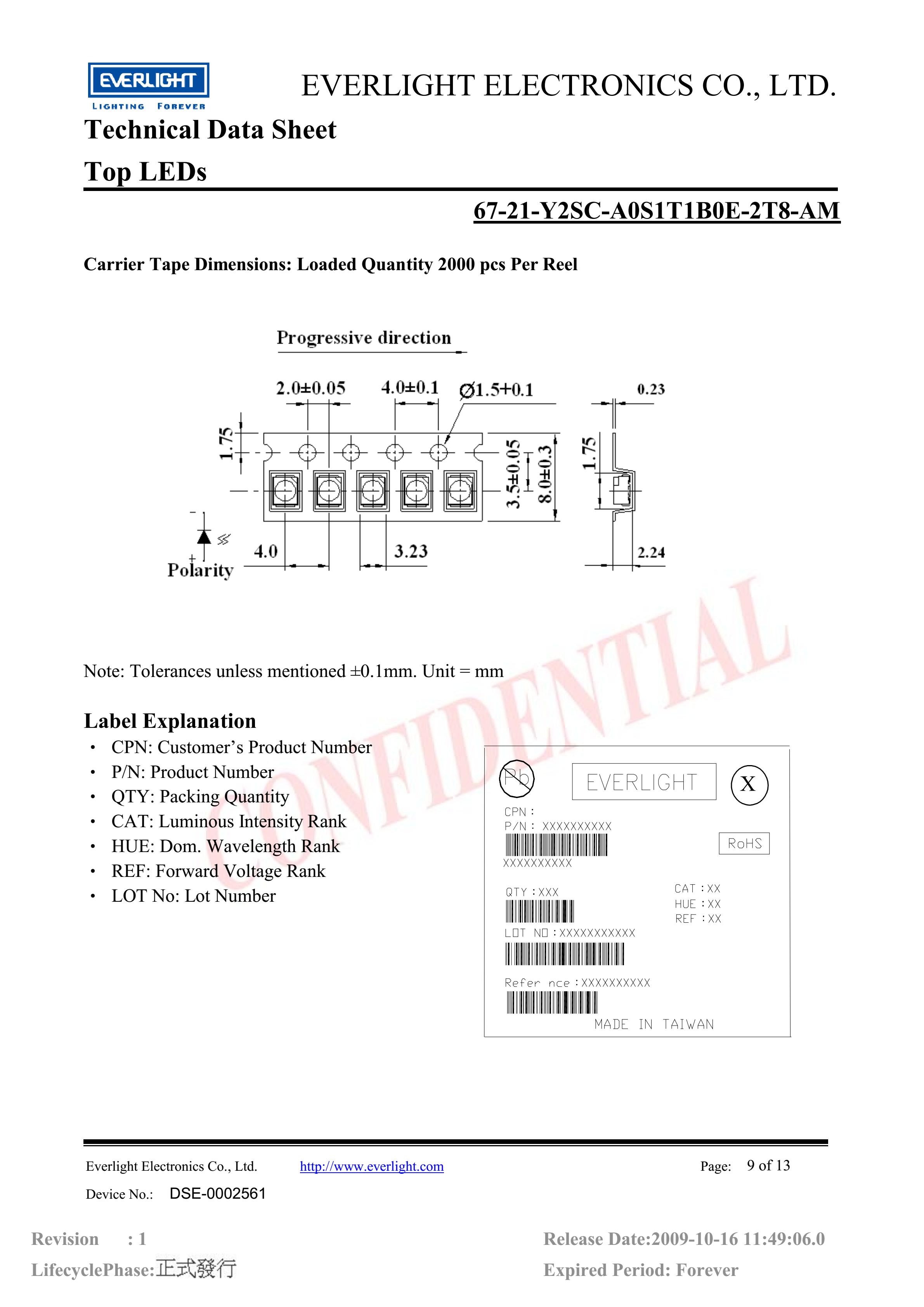 everlight 3528 Car lamp beads 67-21-Y2SC-A0S1T1B0E-2T8-AM Datasheet