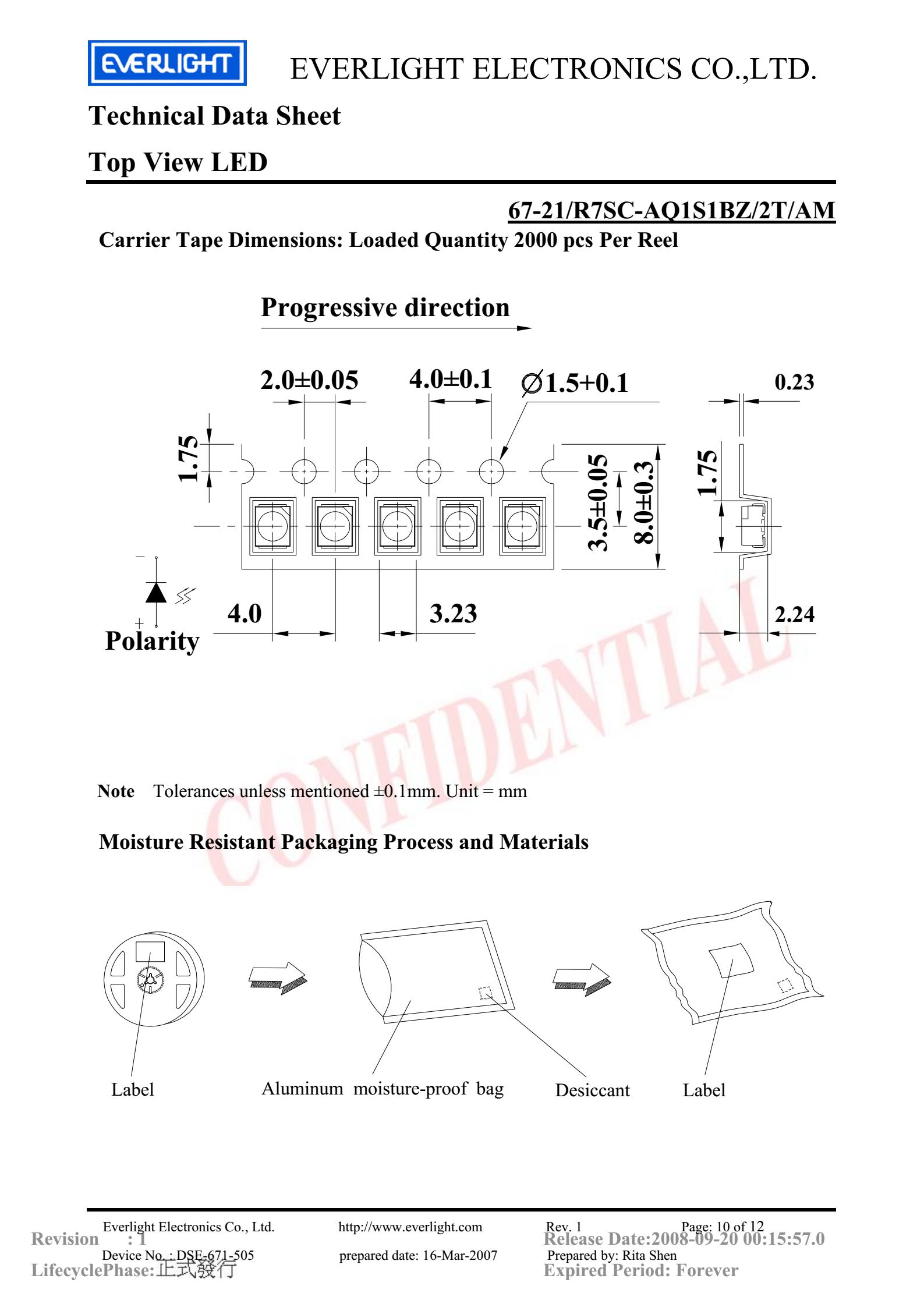 everlight 3528 Car lamp beads 67-21/R7SC-AQ1S1BZ/2T/AM Datasheet