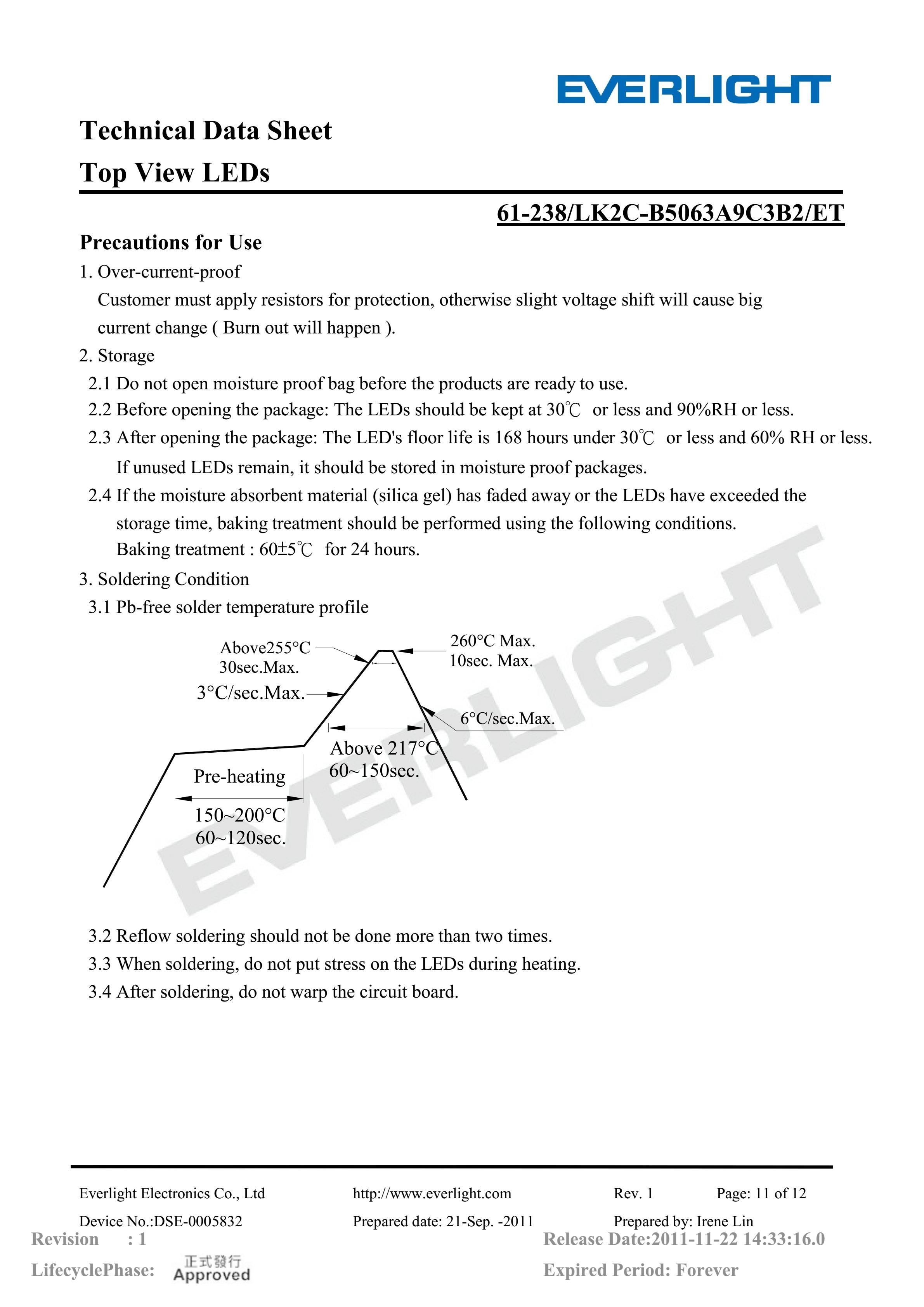 EVERLIGHT 5050 SMD LED 61-238-LK2C-B5063A9C3B2-ET Datasheet