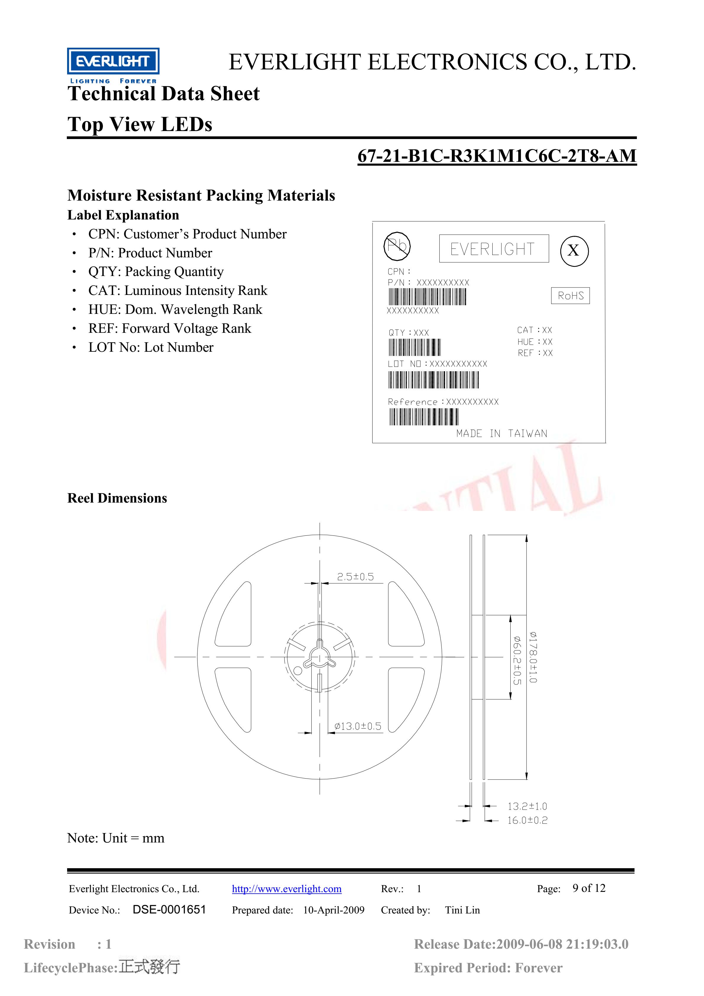 everlight 3528 Car lamp beads 67-21-B1C-R3K1M1C6C-2T8-AM blue Datasheet