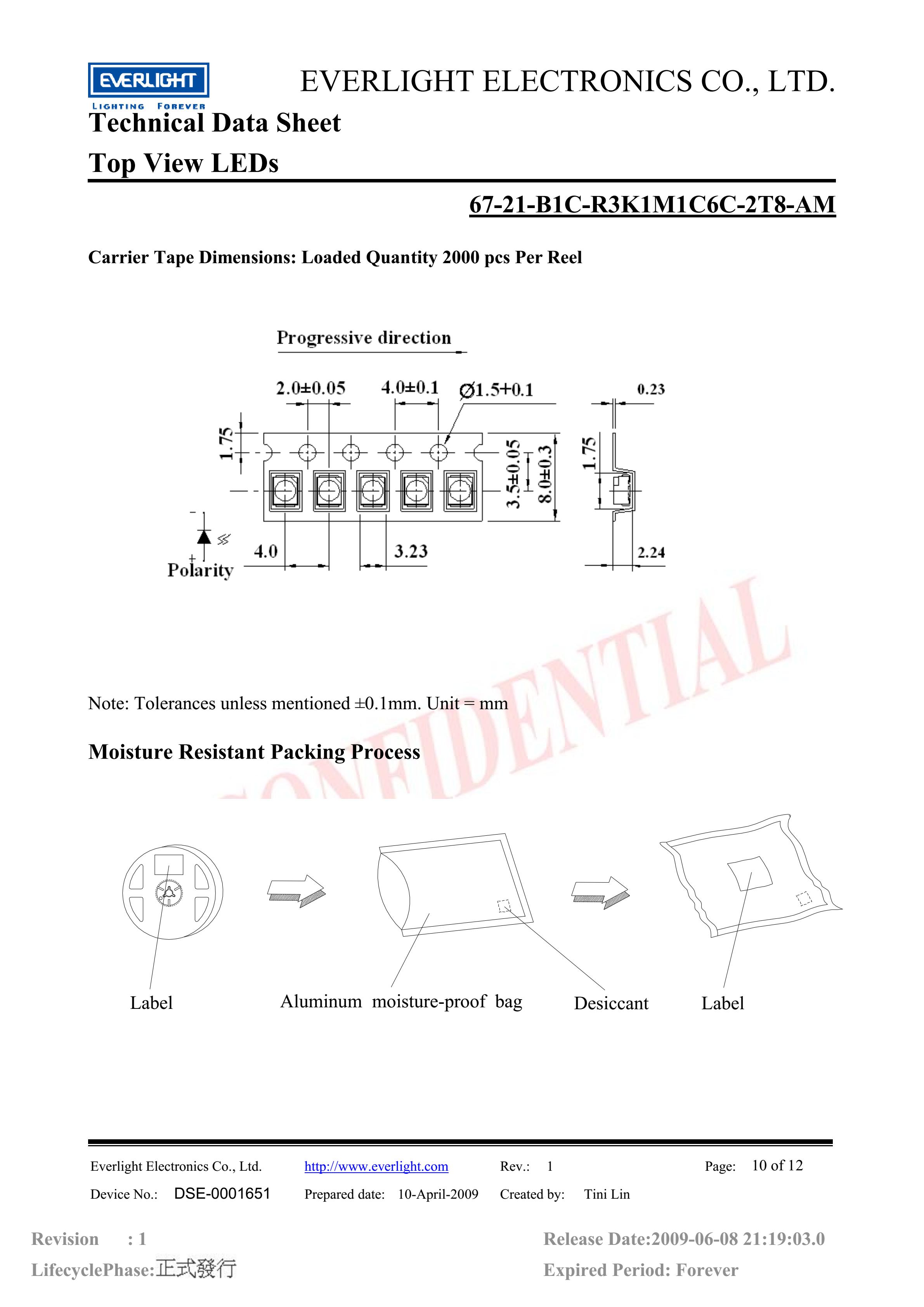 everlight 3528 Car lamp beads 67-21-B1C-R3K1M1C6C-2T8-AM blue Datasheet