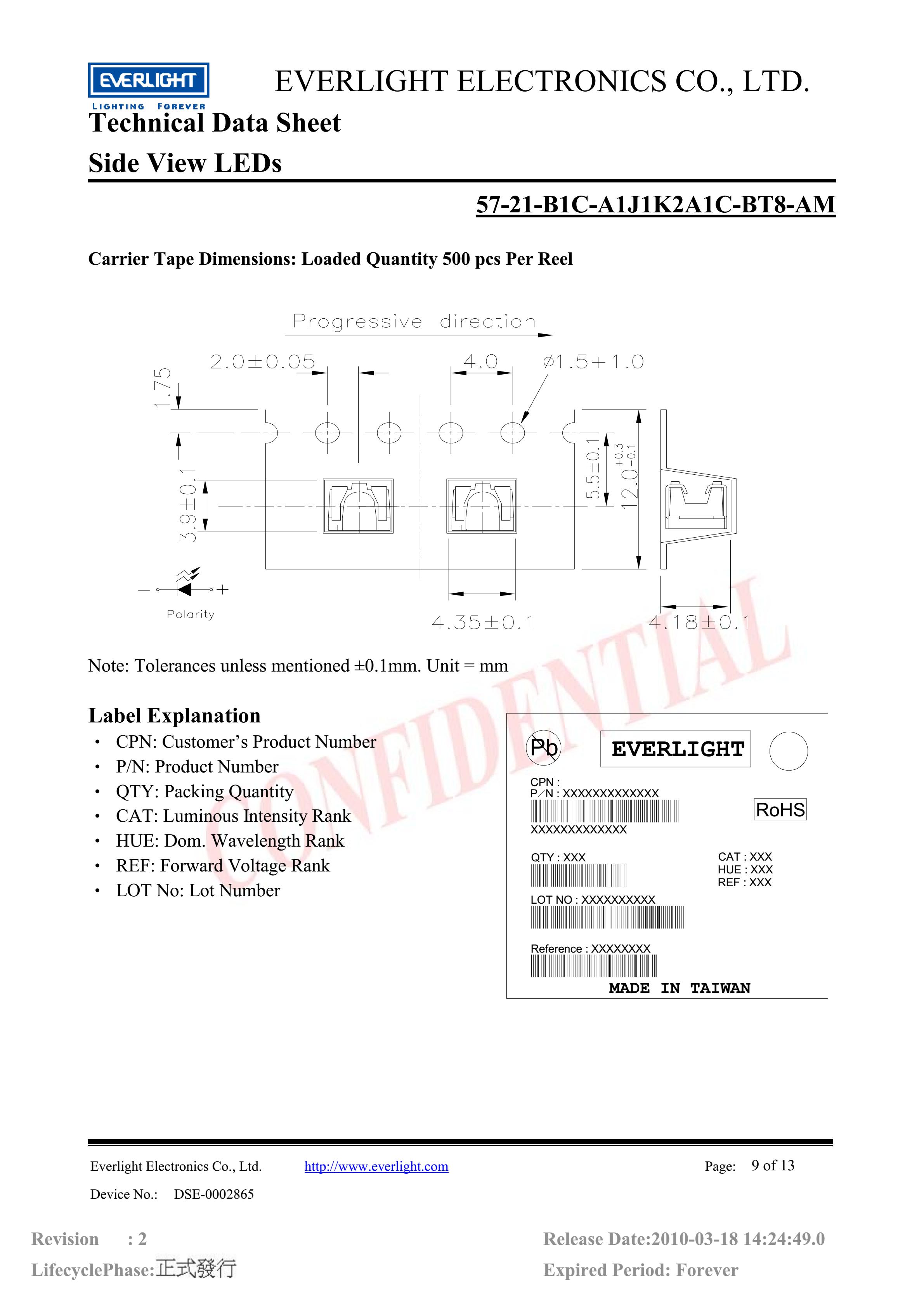 Everlight Car lamp beads 57-21-B1C-A1J1K2A1C-BT8-AM Datasheet