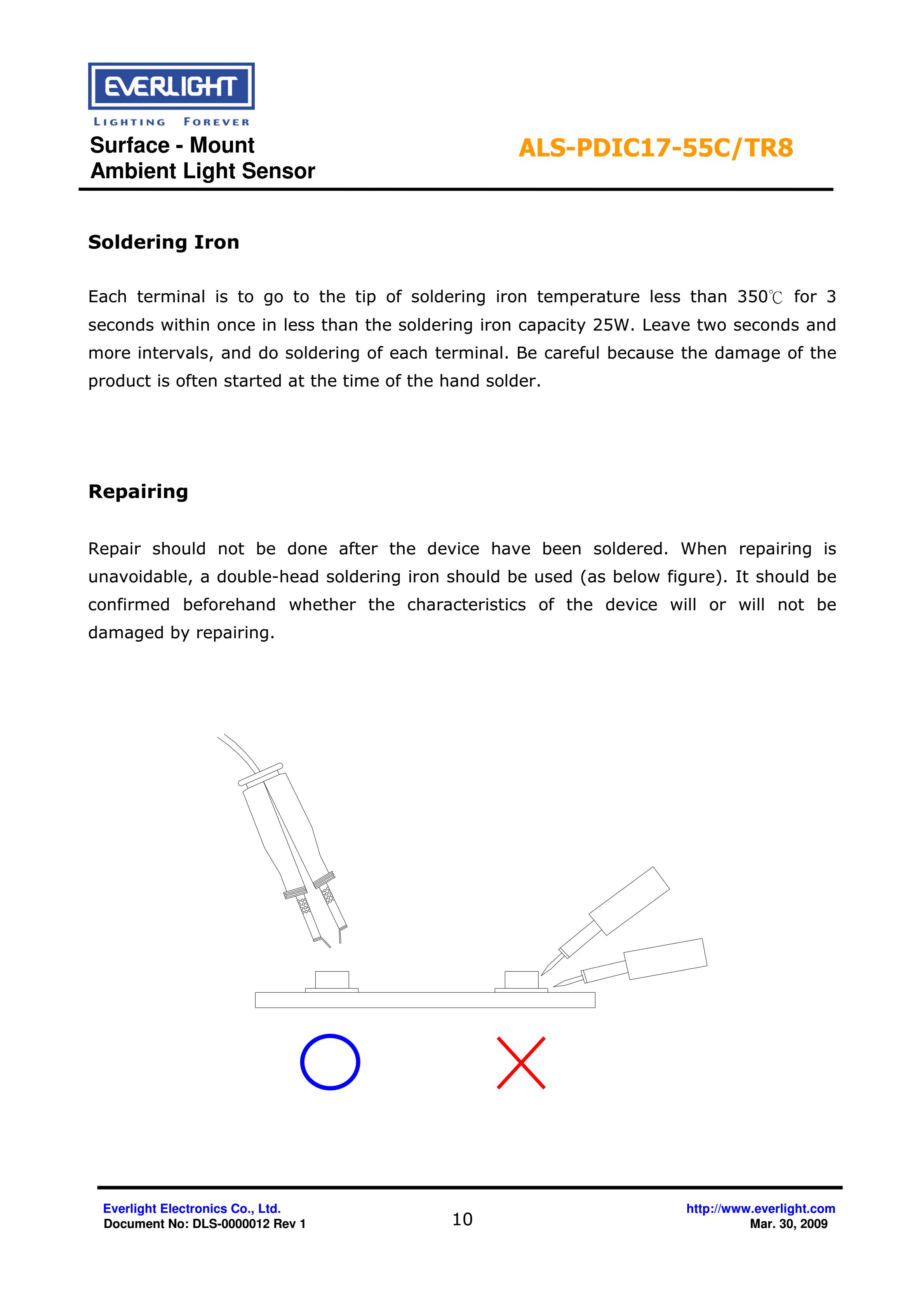 EVERLIGHT SMD 0805 AMBIENT LIGHT SENSOR ALS-PDIC17-55C/TR8 Datasheet