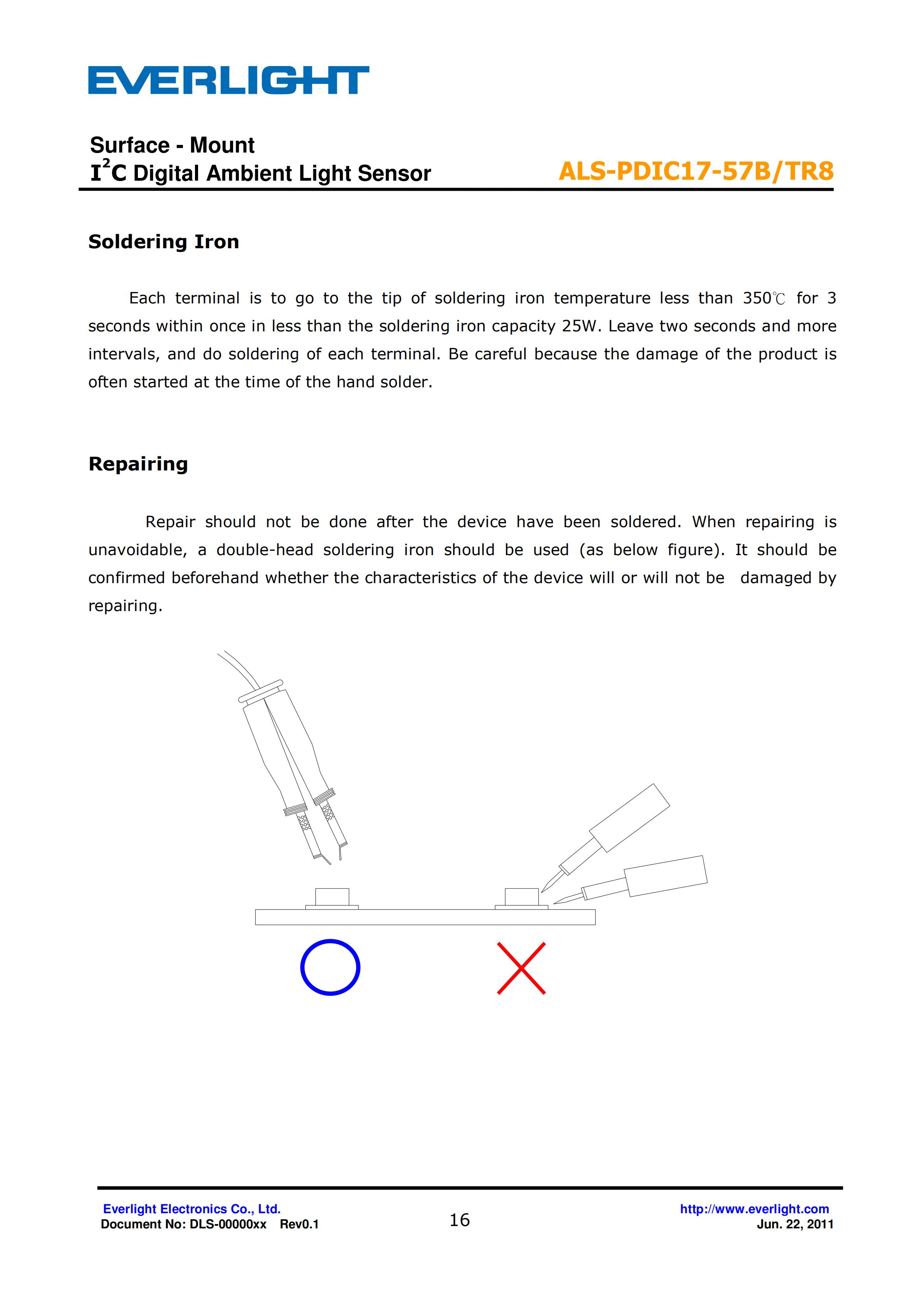 EVERLIGHT SMD 0805 AMBIENT LIGHT SENSOR ALS-PDIC17-57B/TR8 Datasheet