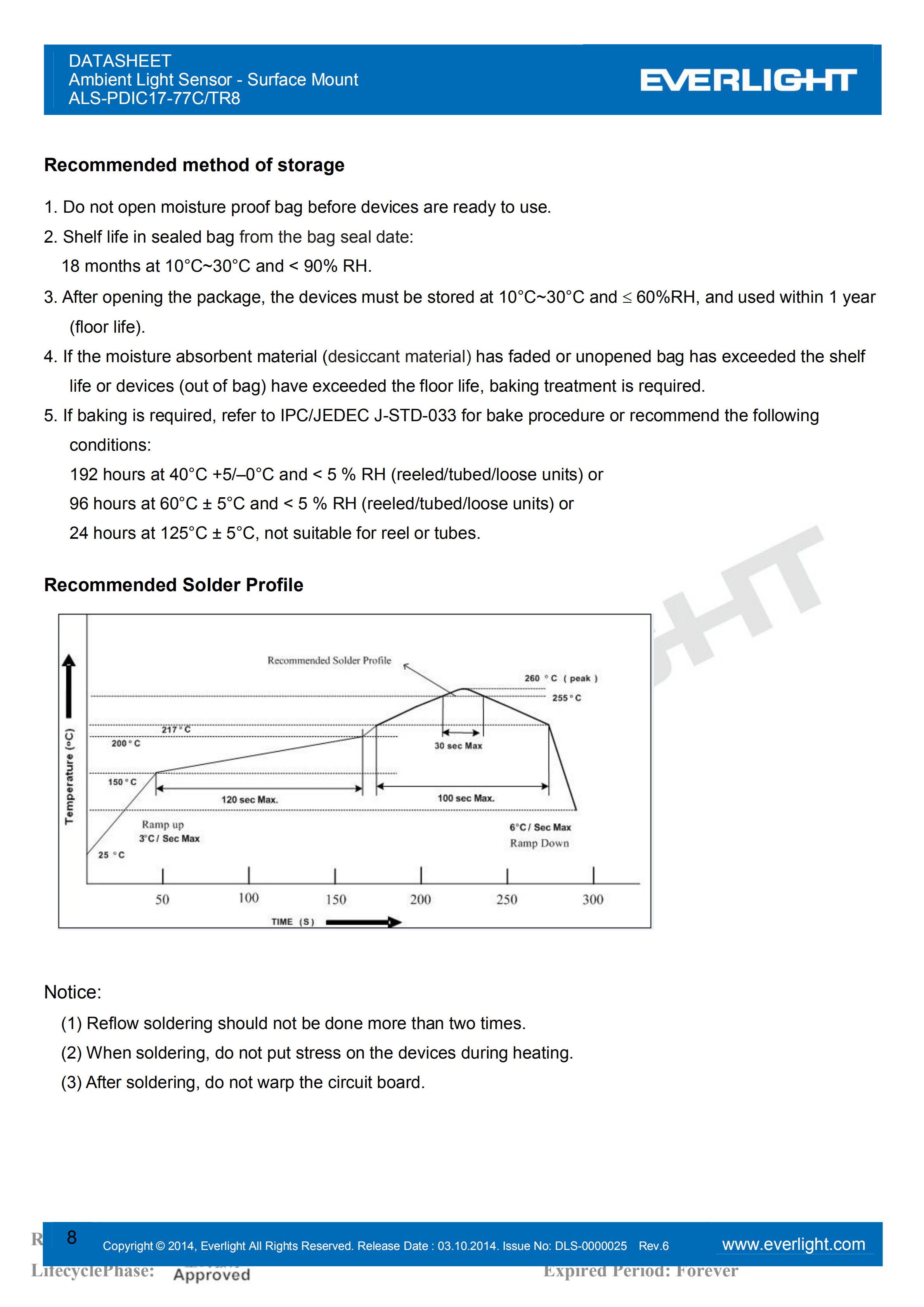 EVERLIGHT SMD 0805 AMBIENT LIGHT SENSOR ALS-PDIC17-77C/TR8 Datasheet