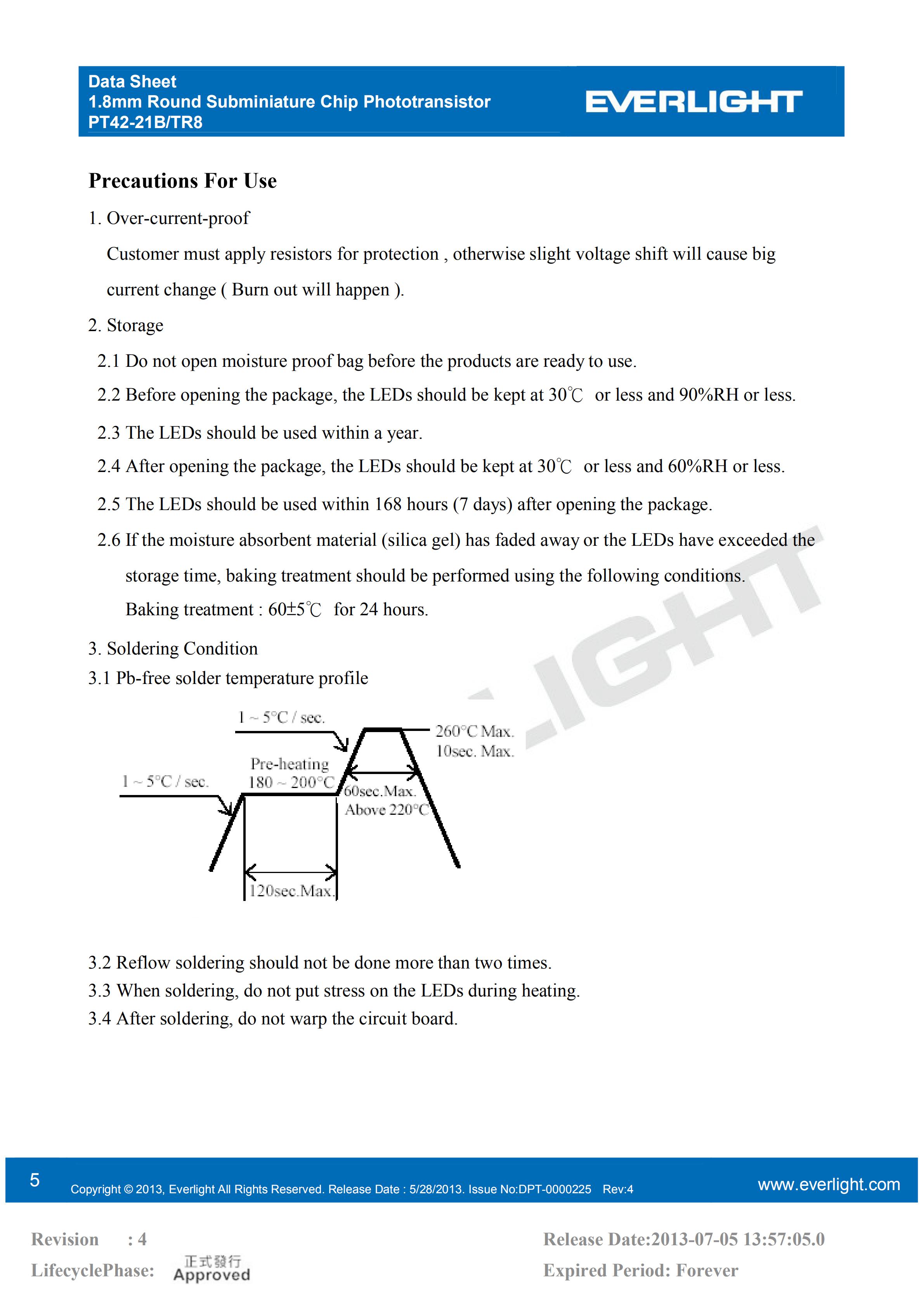 EVERLIGHT SMD PHOTO DIODE PT42-21B/TR8 Datasheet