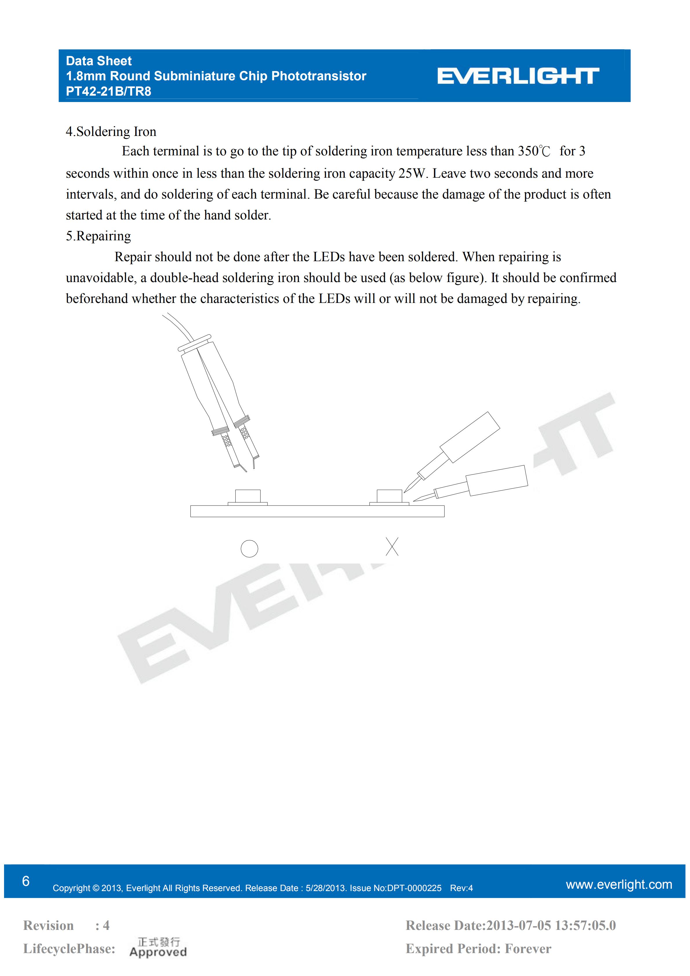 EVERLIGHT SMD PHOTO DIODE PT42-21B/TR8 Datasheet