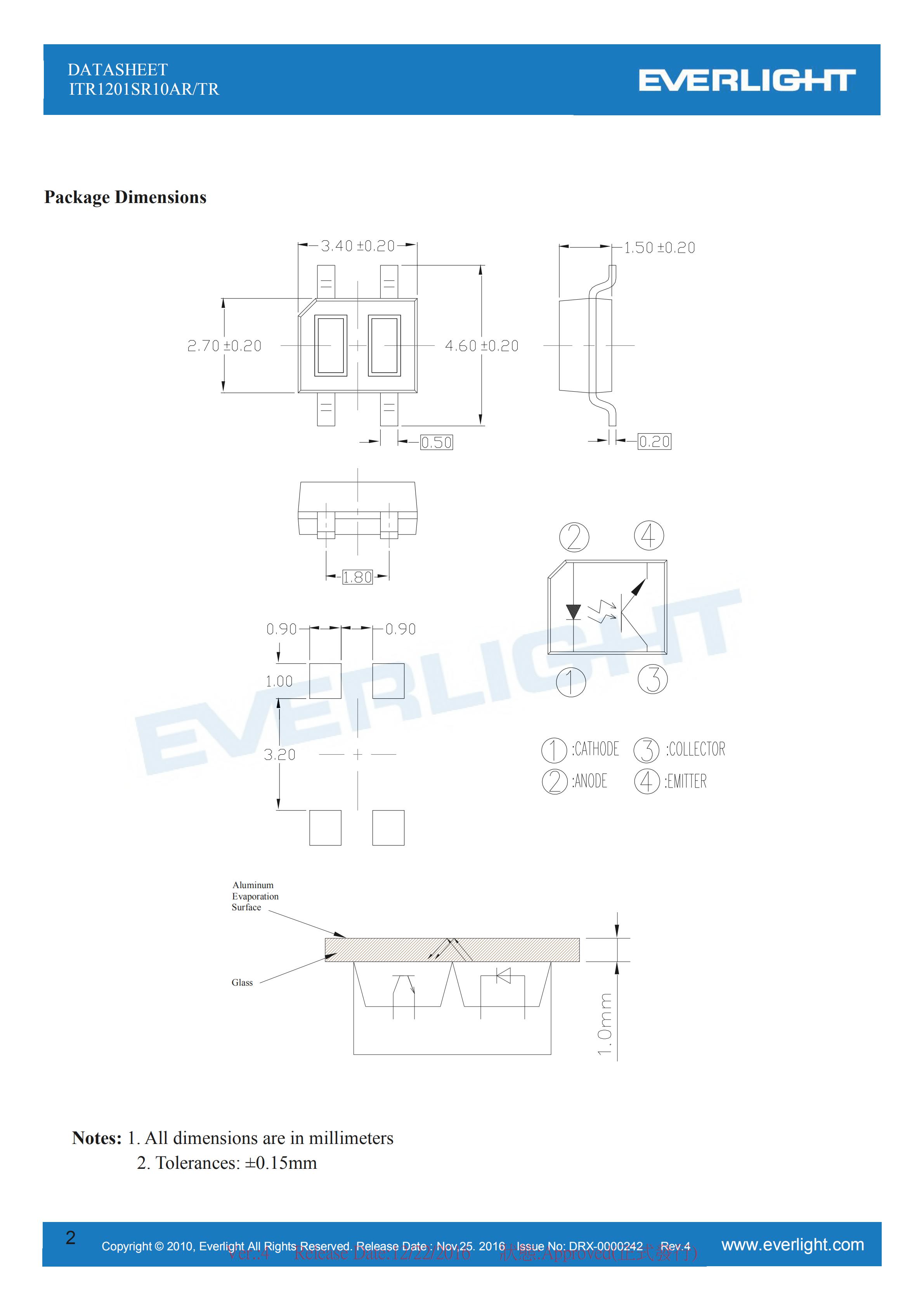 Everlight Optical Switch ITR1201SR10AR/TR Datasheet