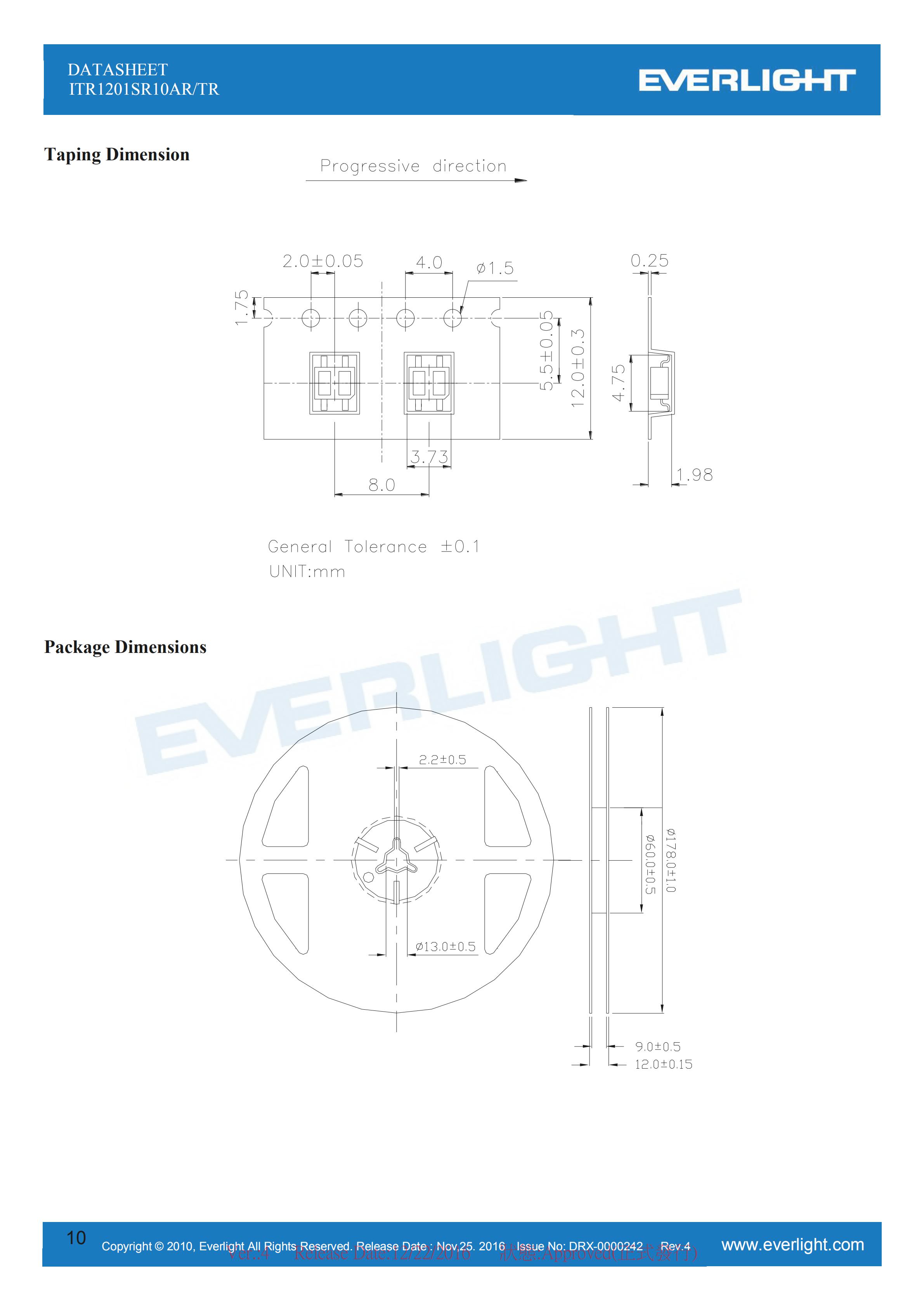 Everlight Optical Switch ITR1201SR10AR/TR Datasheet