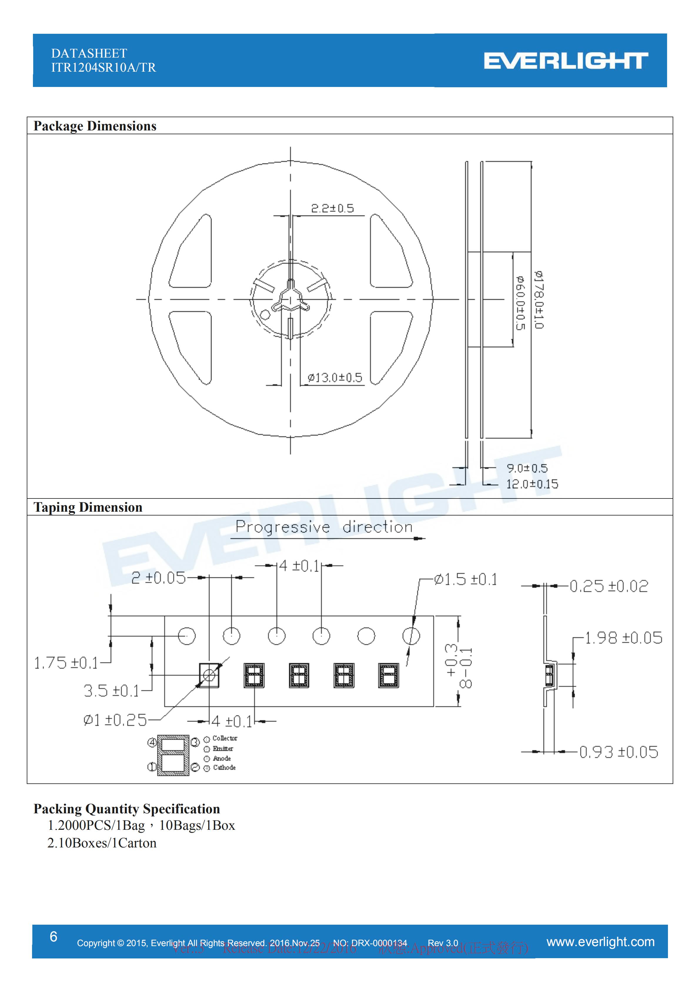 EVERLIGHT Optical Switch ITR1204SR10A/TR Opto Interrupter Datasheet