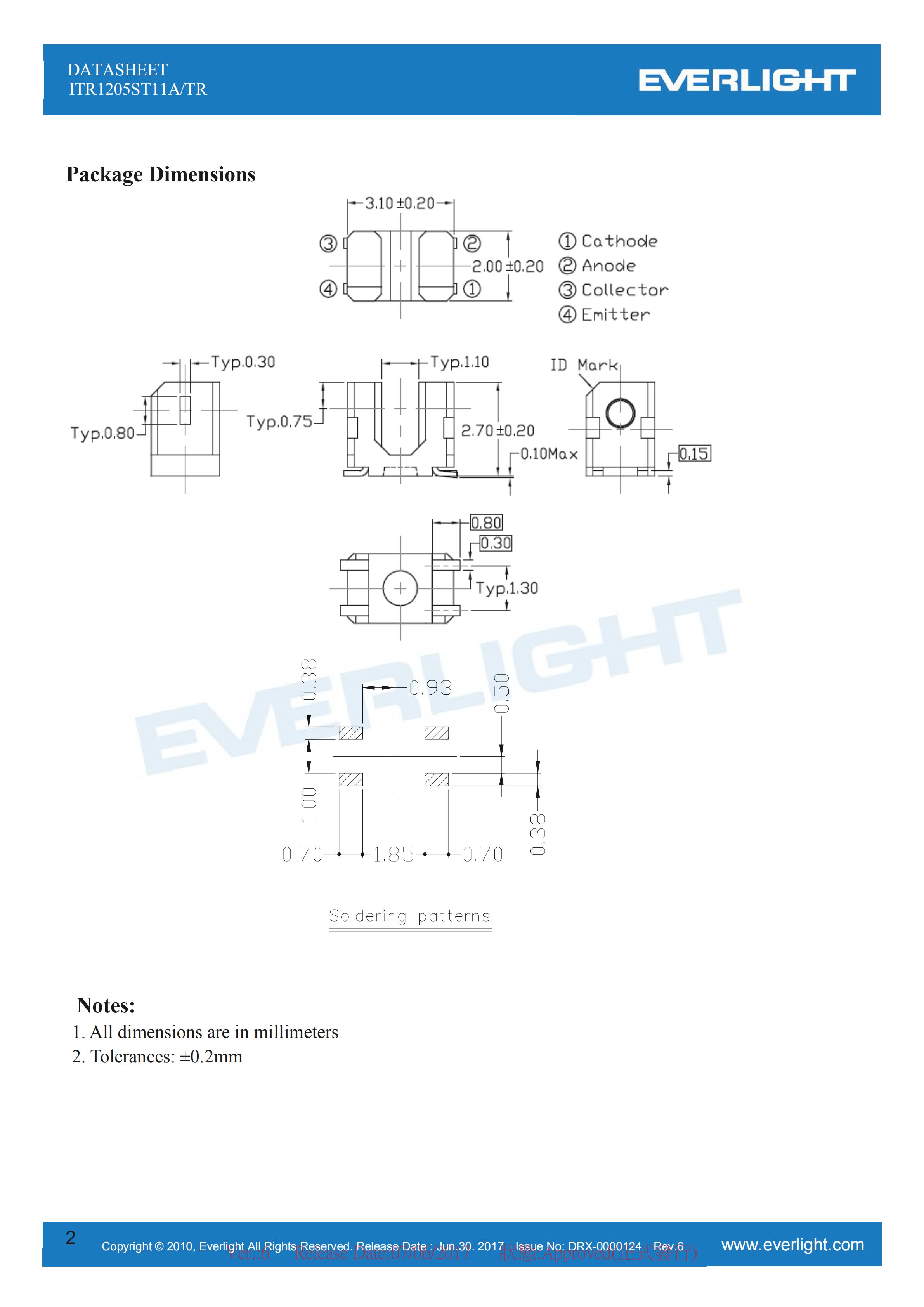 EVERLIGHT Optical Switch ITR1205ST11A/TR Opto Interrupter Datasheet