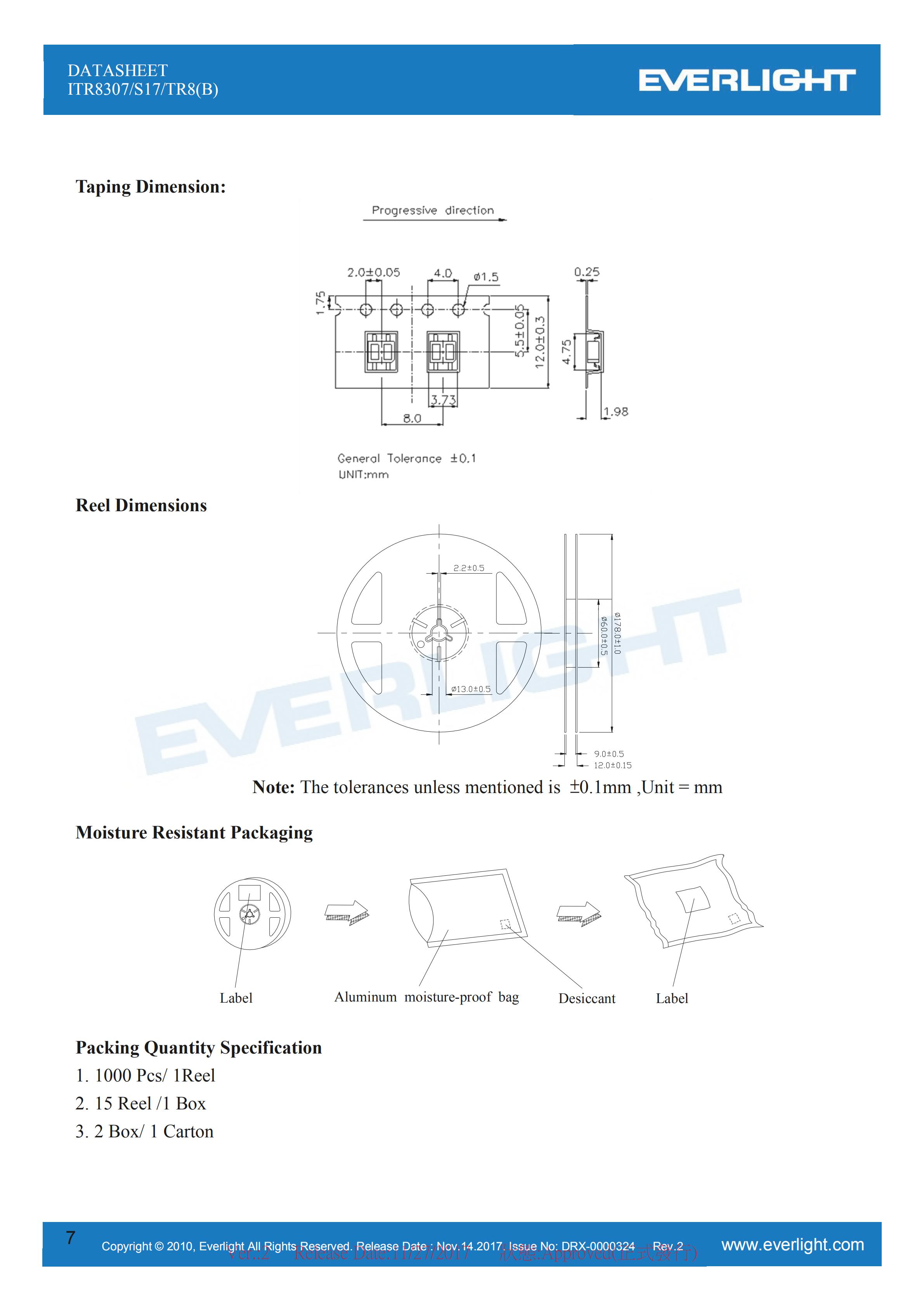 EVERLIGHT Optical Switch ITR8307-S17-TR8(B) Opto Interrupter Datasheet