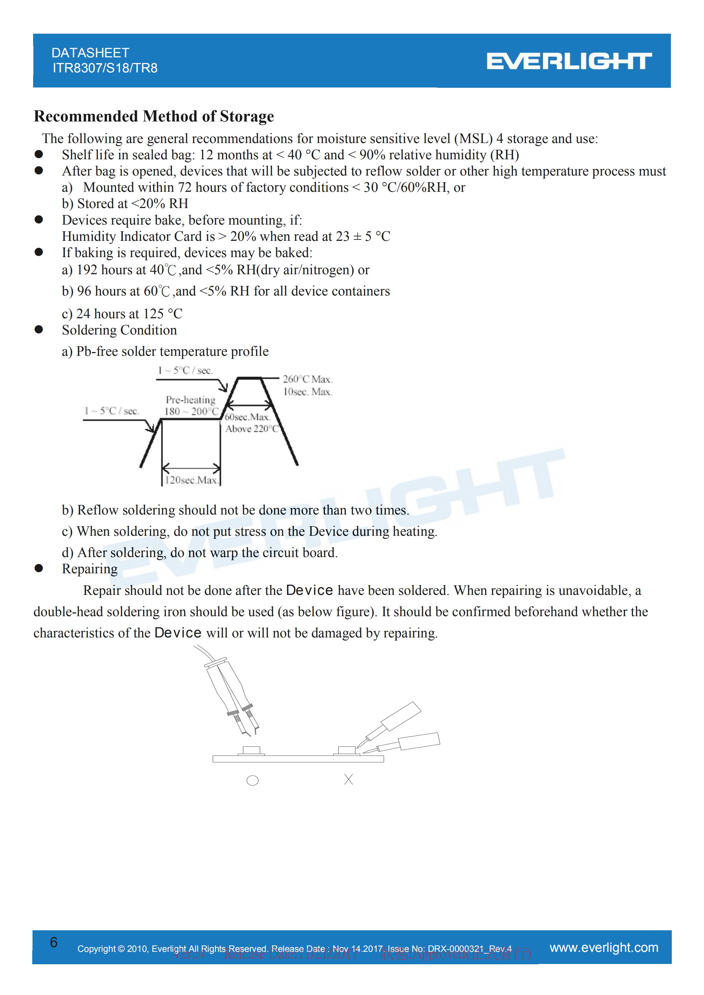 EVERLIGHT Optical Switch ITR8307-S18/TR8 Opto Interrupter Datasheet