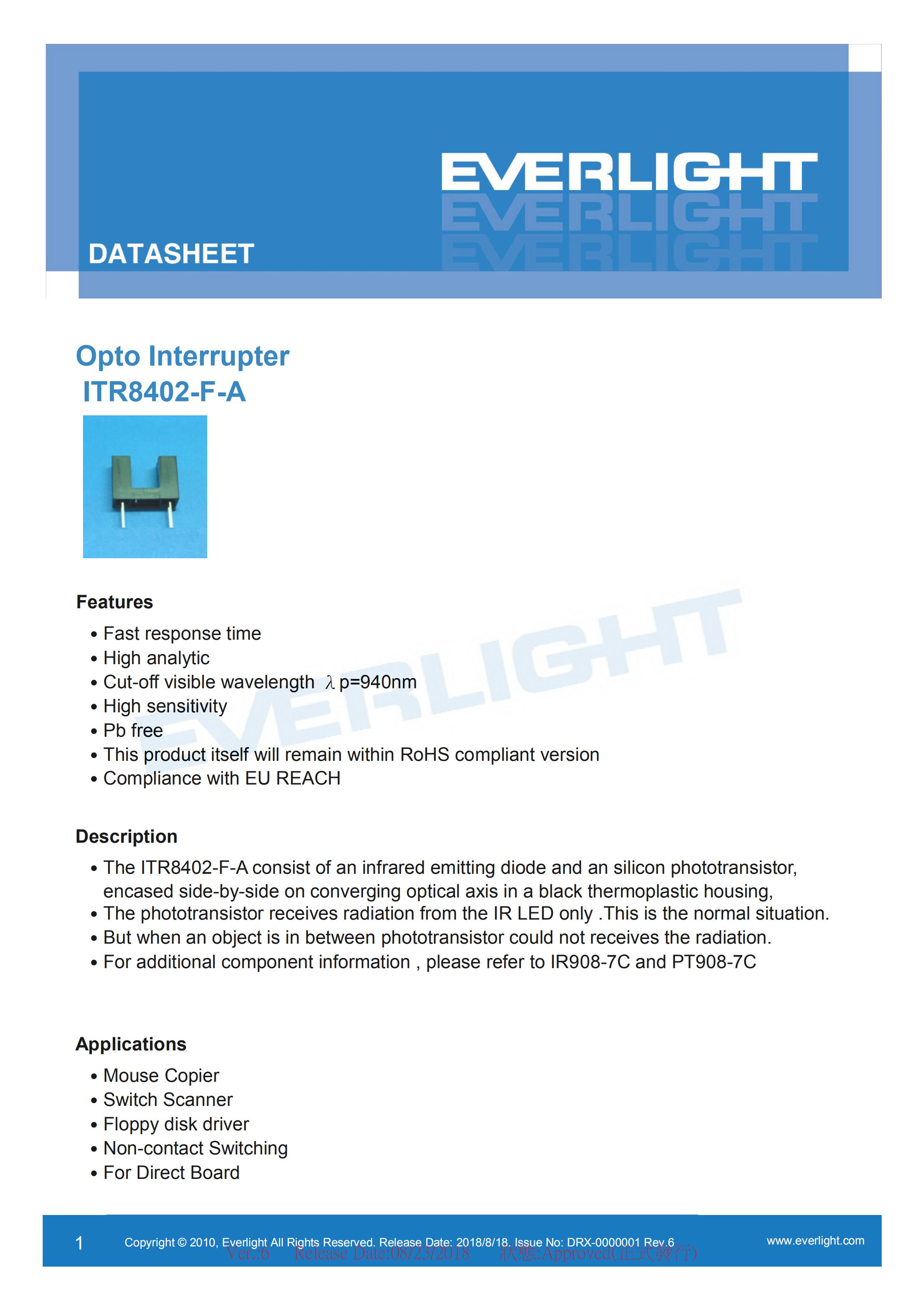 EVERLIGHT Optical Switch ITR8402-F-A Opto Interrupter