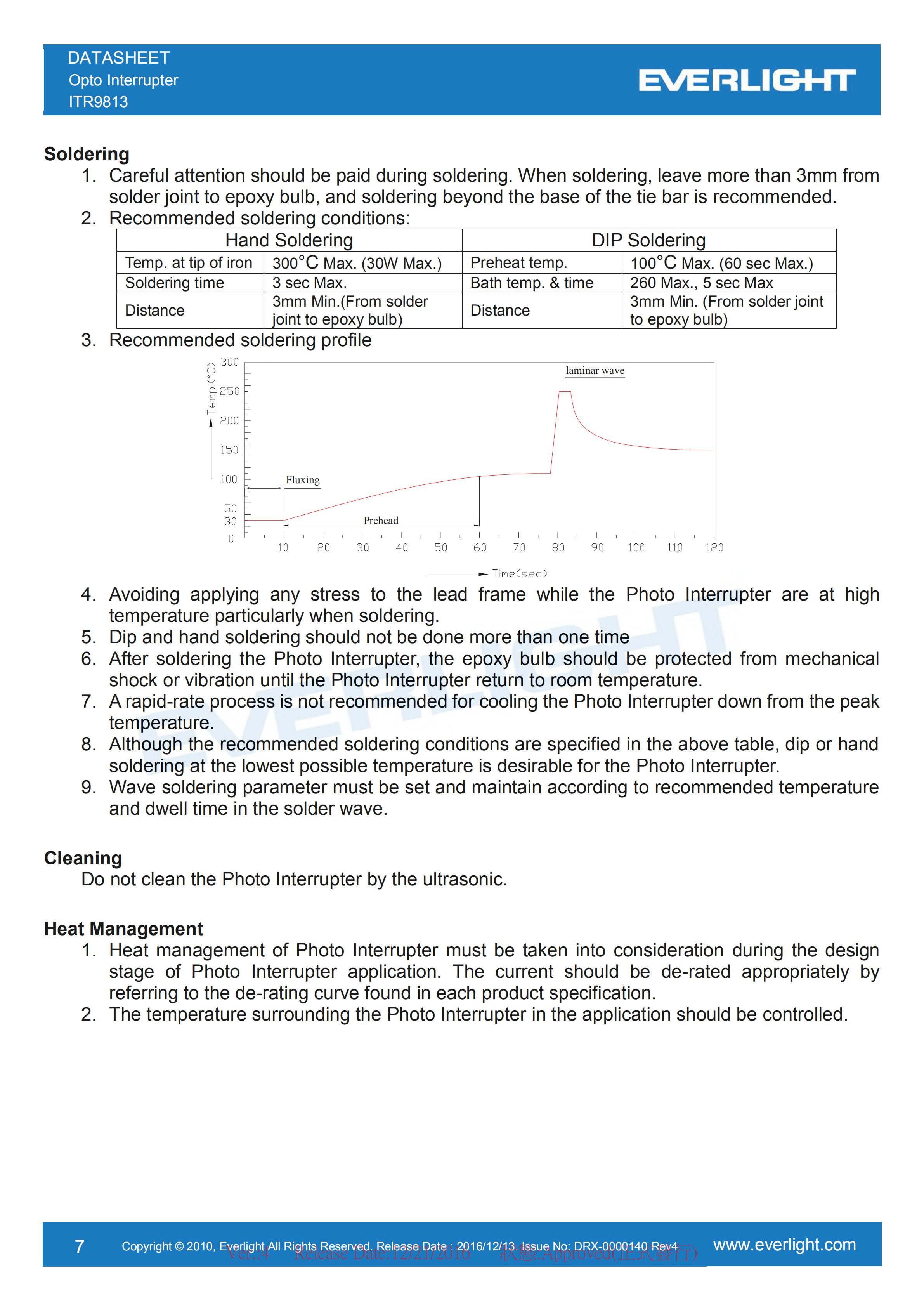 EVERLIGHT Optical Switch ITR9813 Opto Interrupter Datasheet