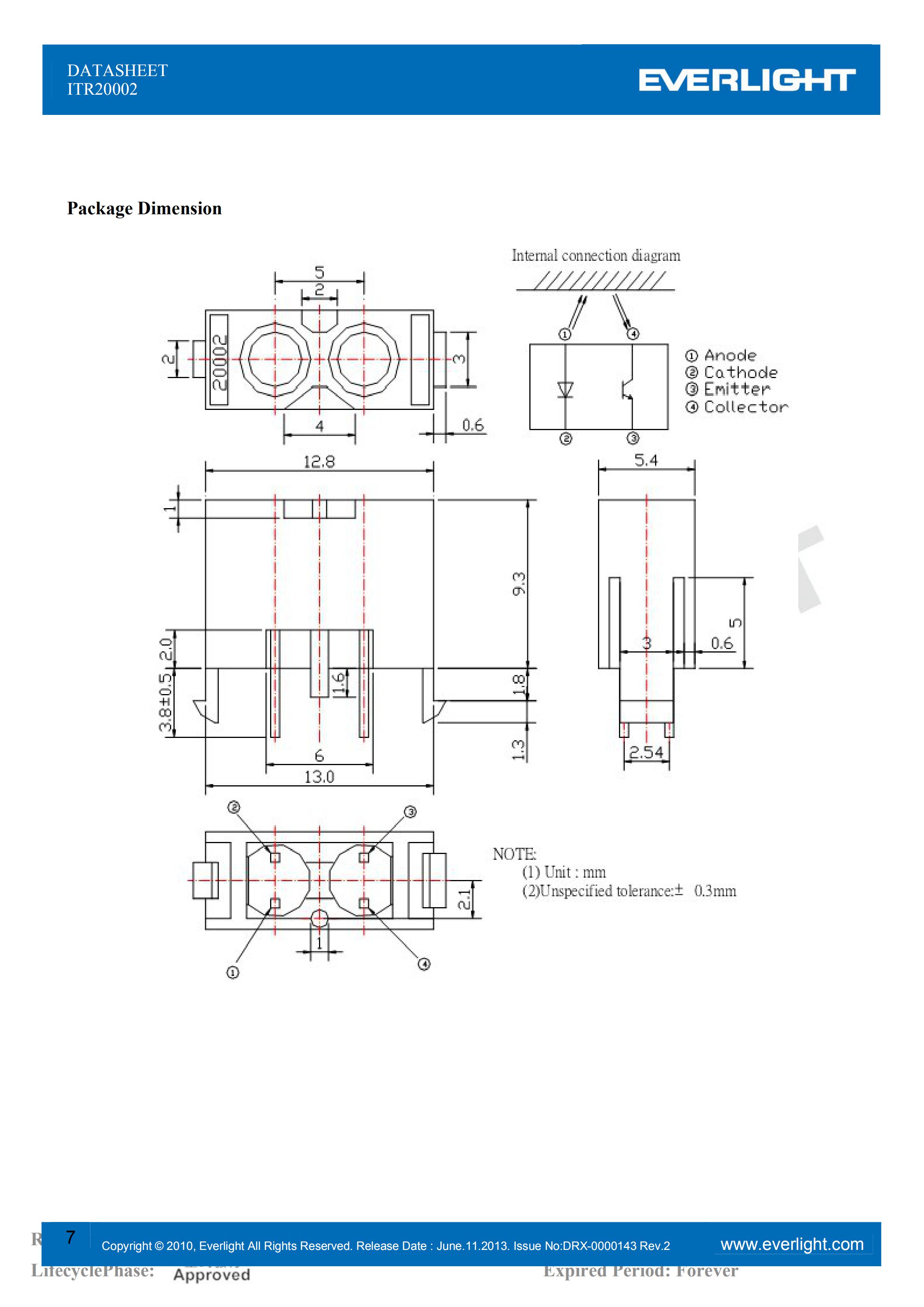 EVERLIGHT Optical Switch ITR20002 Opto Interrupter Datasheet