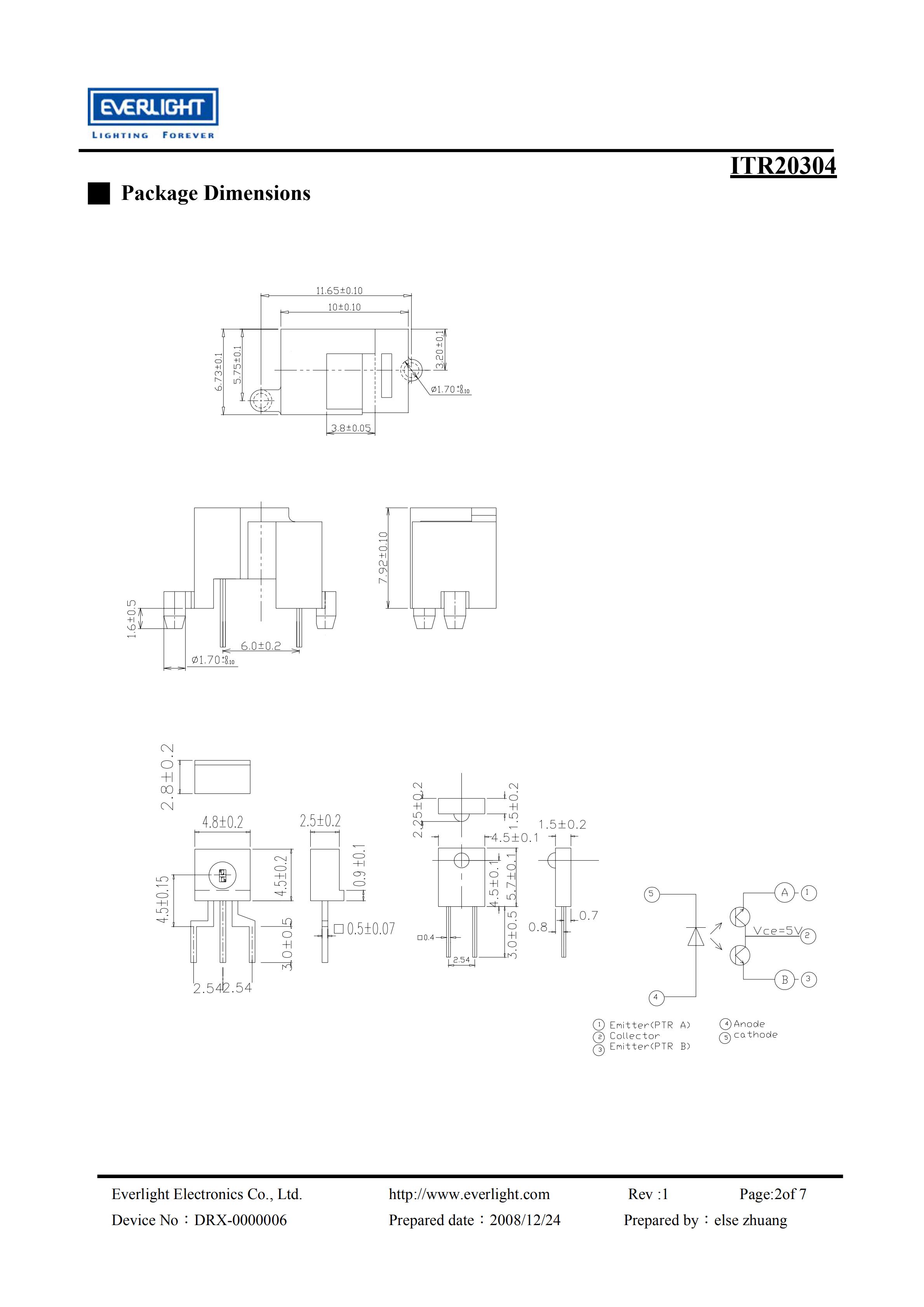 EVERLIGHT Optical Switch ITR20304 Opto Interrupter Datasheet