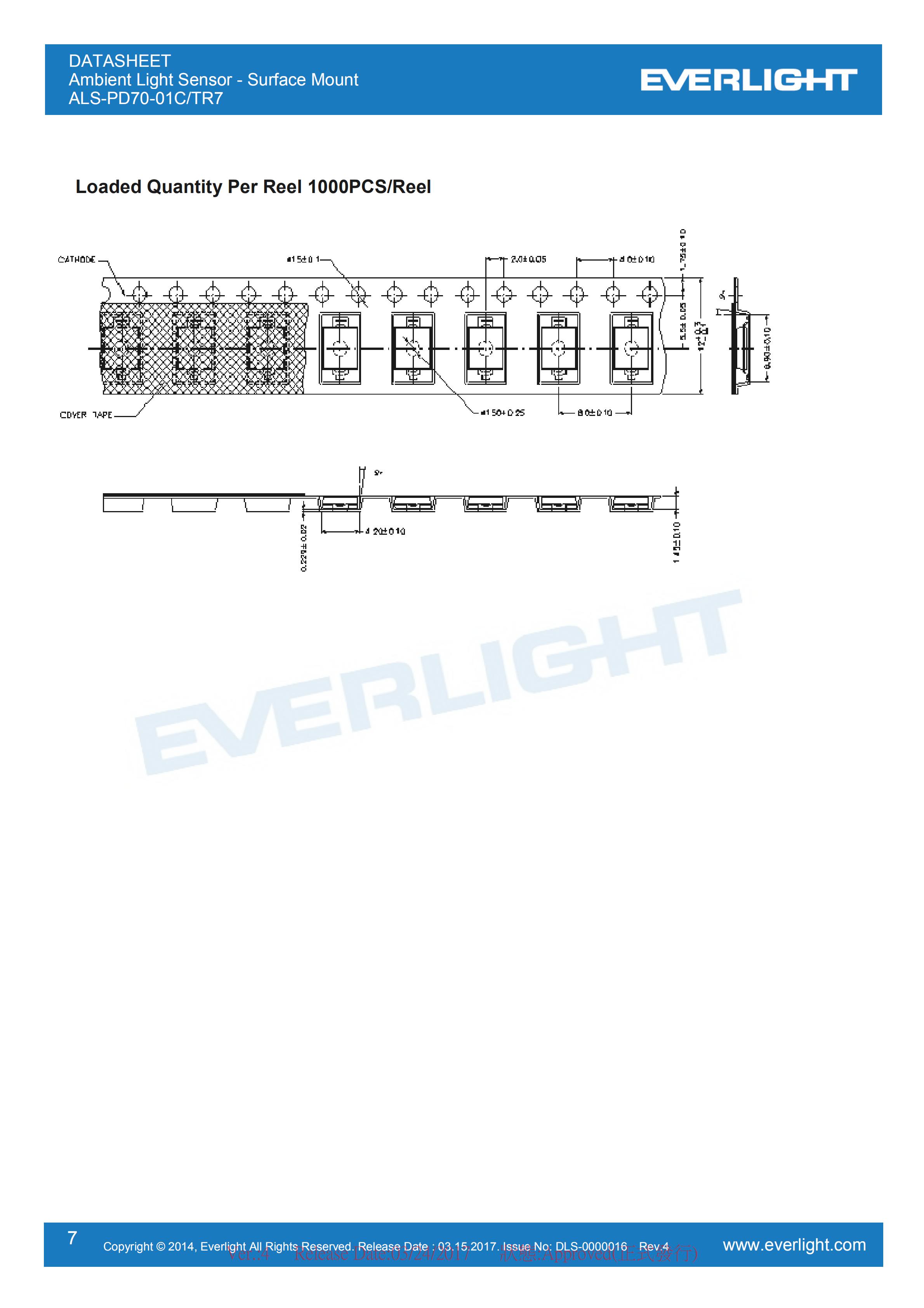 Everlight Ambient Light Sensor ALS-PD70-01C/TR7 Datasheet