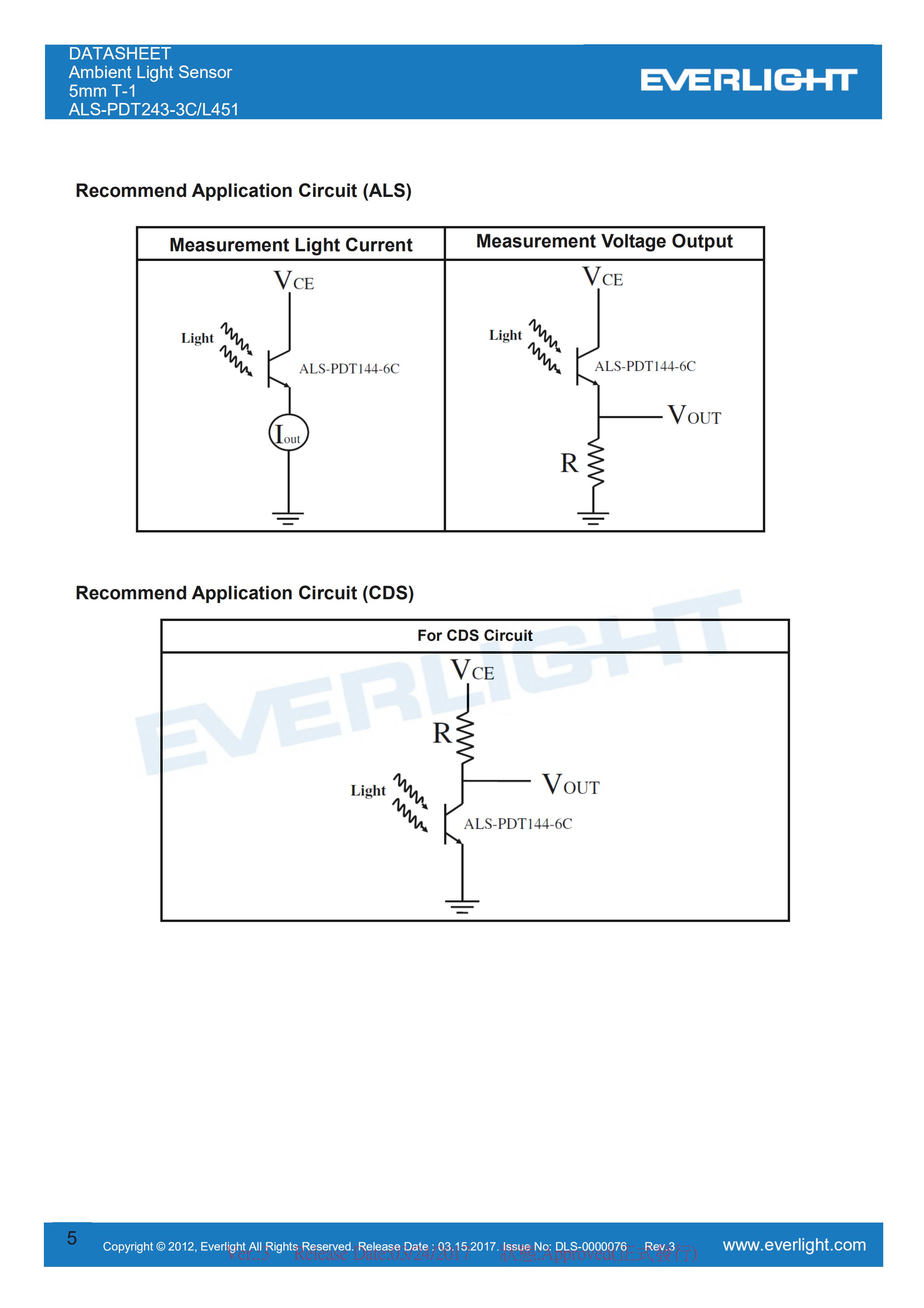 Everlight Ambient Light Sensor ALS-PDT243-3C-L451 Datasheet